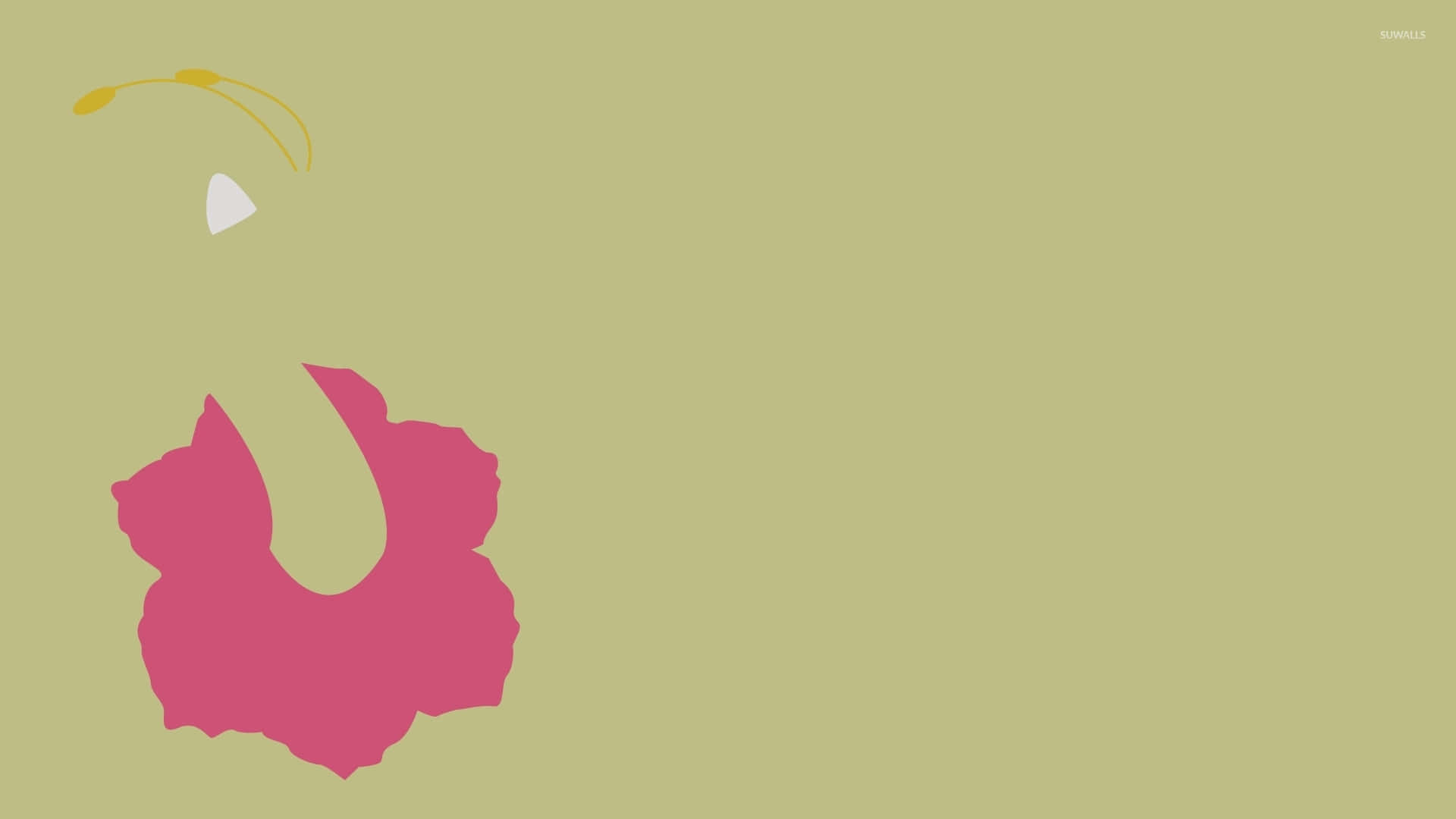 Meganium, pink floral silhouette, yellow stem, Full HD Desktop Wallpaper