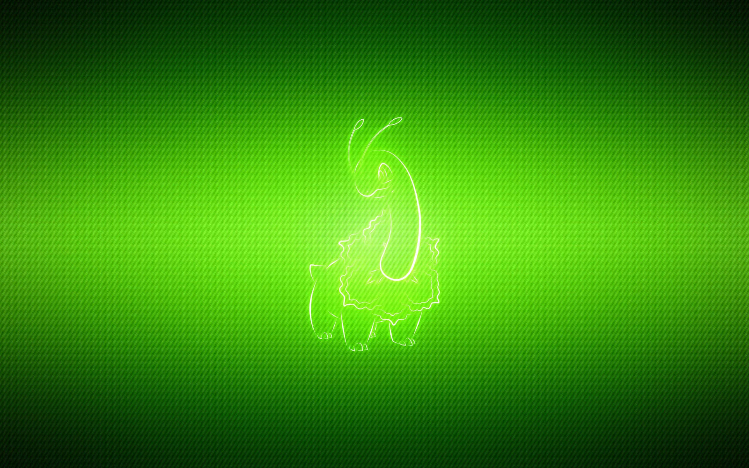 Meganium, neon green, glowing neon outline, 2K Desktop Wallpaper