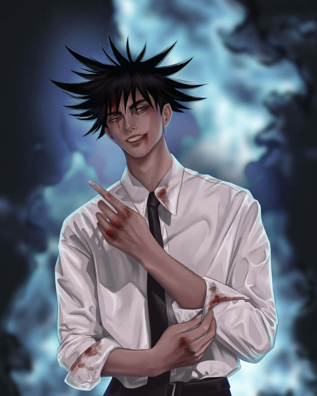 Megumi Fushiguro, spiky-haired, blood-stained white shirt, HD Phone Wallpaper