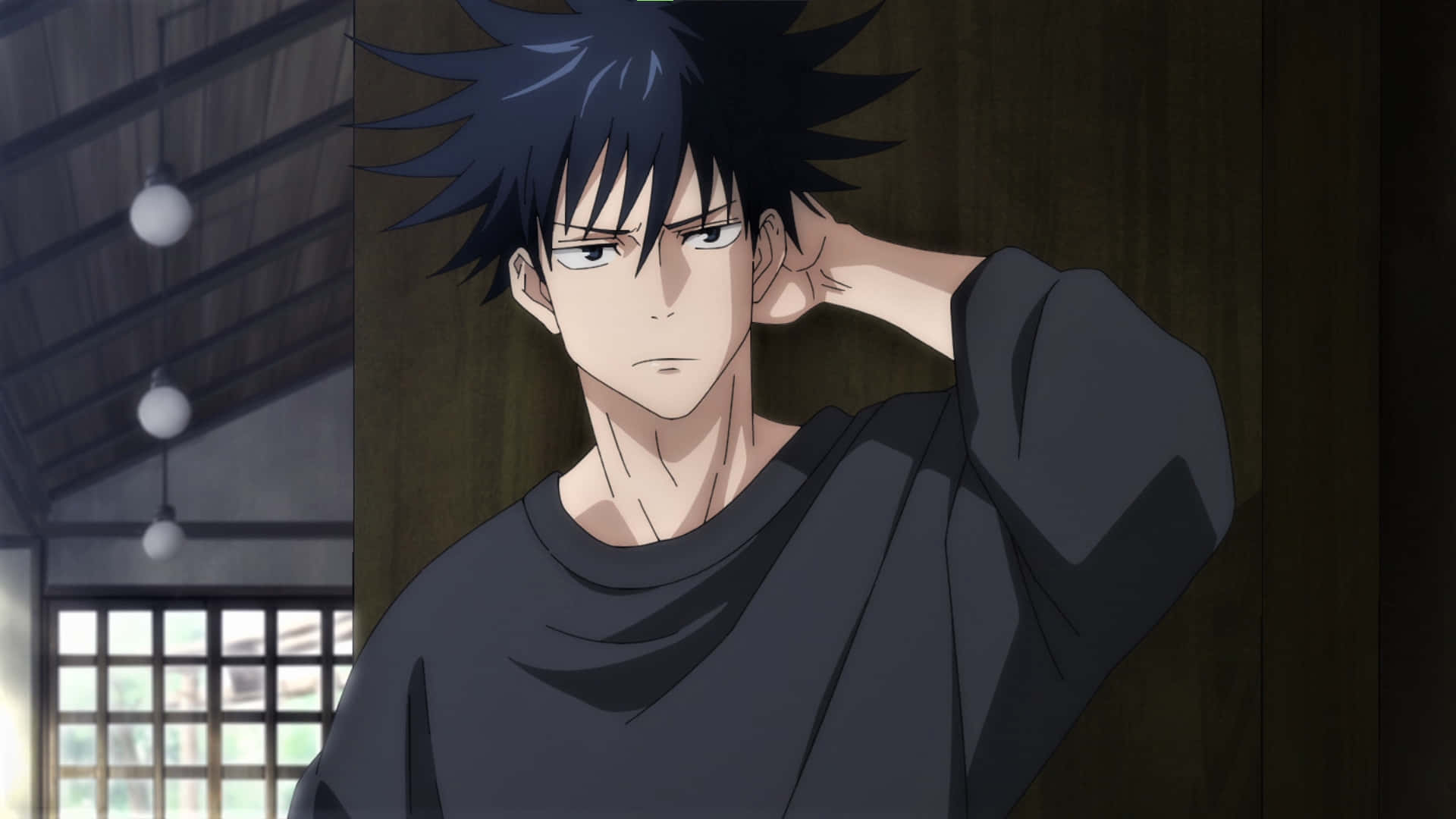 Megumi Fushiguro, spiky-haired anime boy, dark shirt, Full HD Desktop Wallpaper