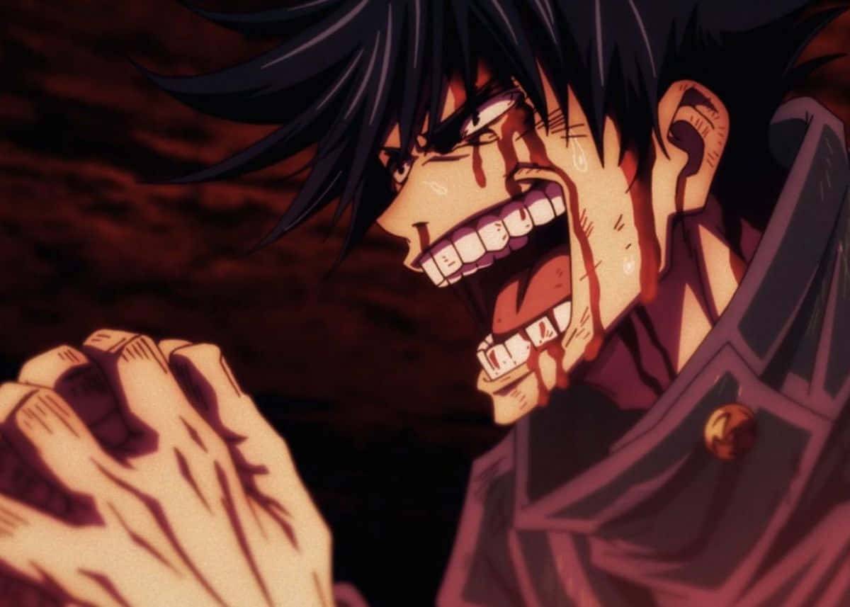 Megumi Fushiguro, anime character, bloodied teeth, SD Desktop Wallpaper