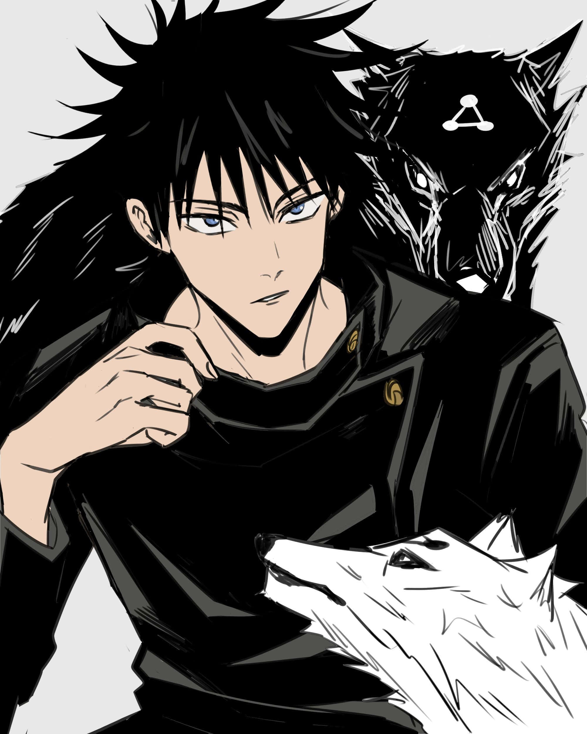 Megumi Fushiguro, divine dogs, spiky black hair, Full HD Phone Wallpaper