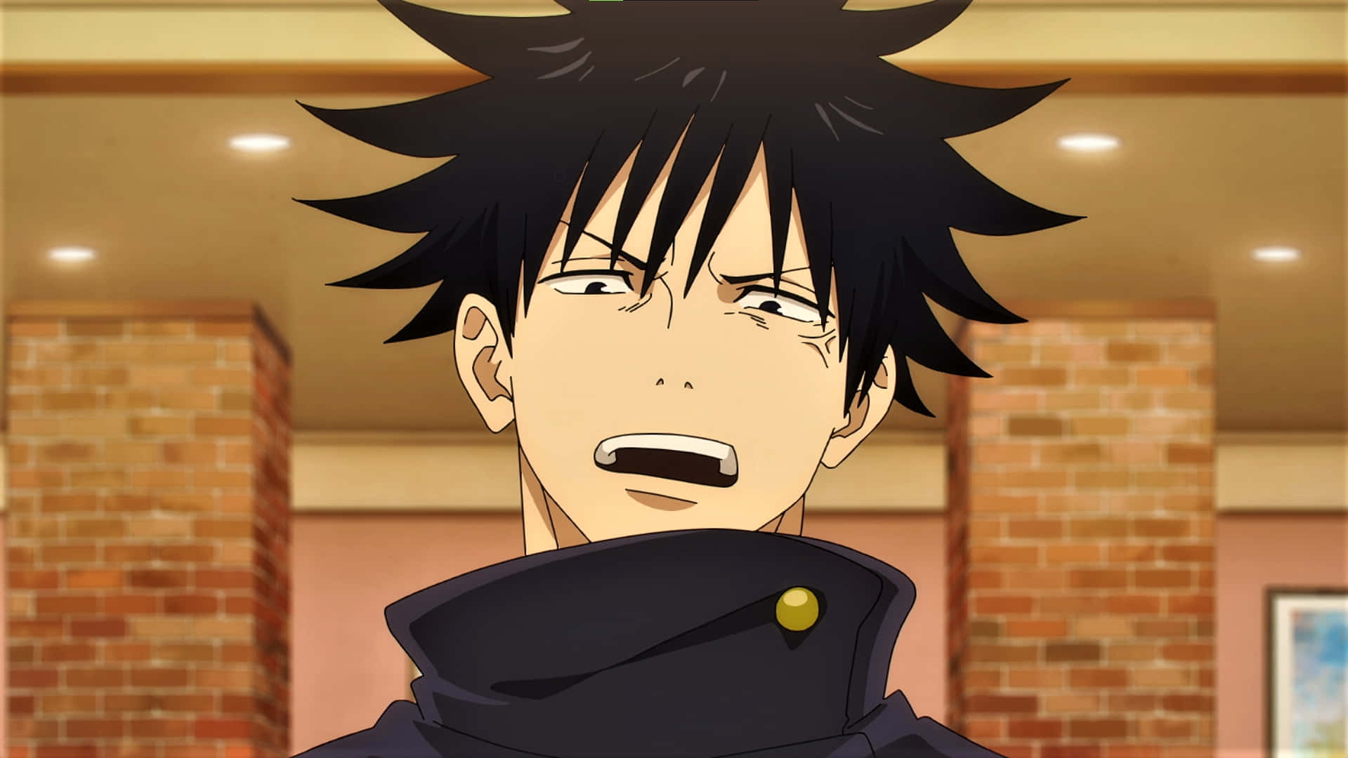 Megumi Fushiguro, spiky black hair, surprised expression, HD Desktop Wallpaper