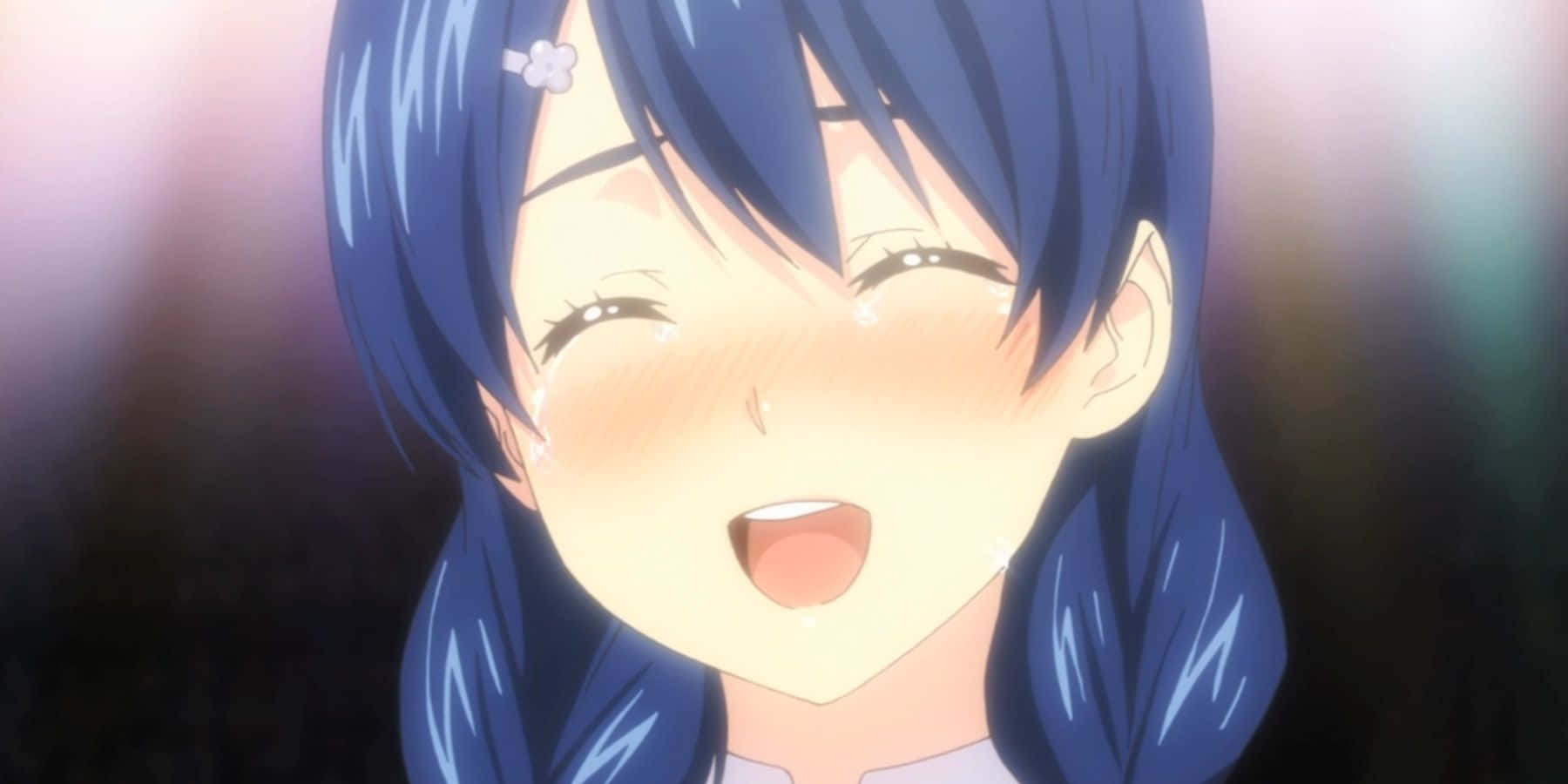 Megumi Tadokoro, blue hair, flower hairpin, HD Desktop Wallpaper