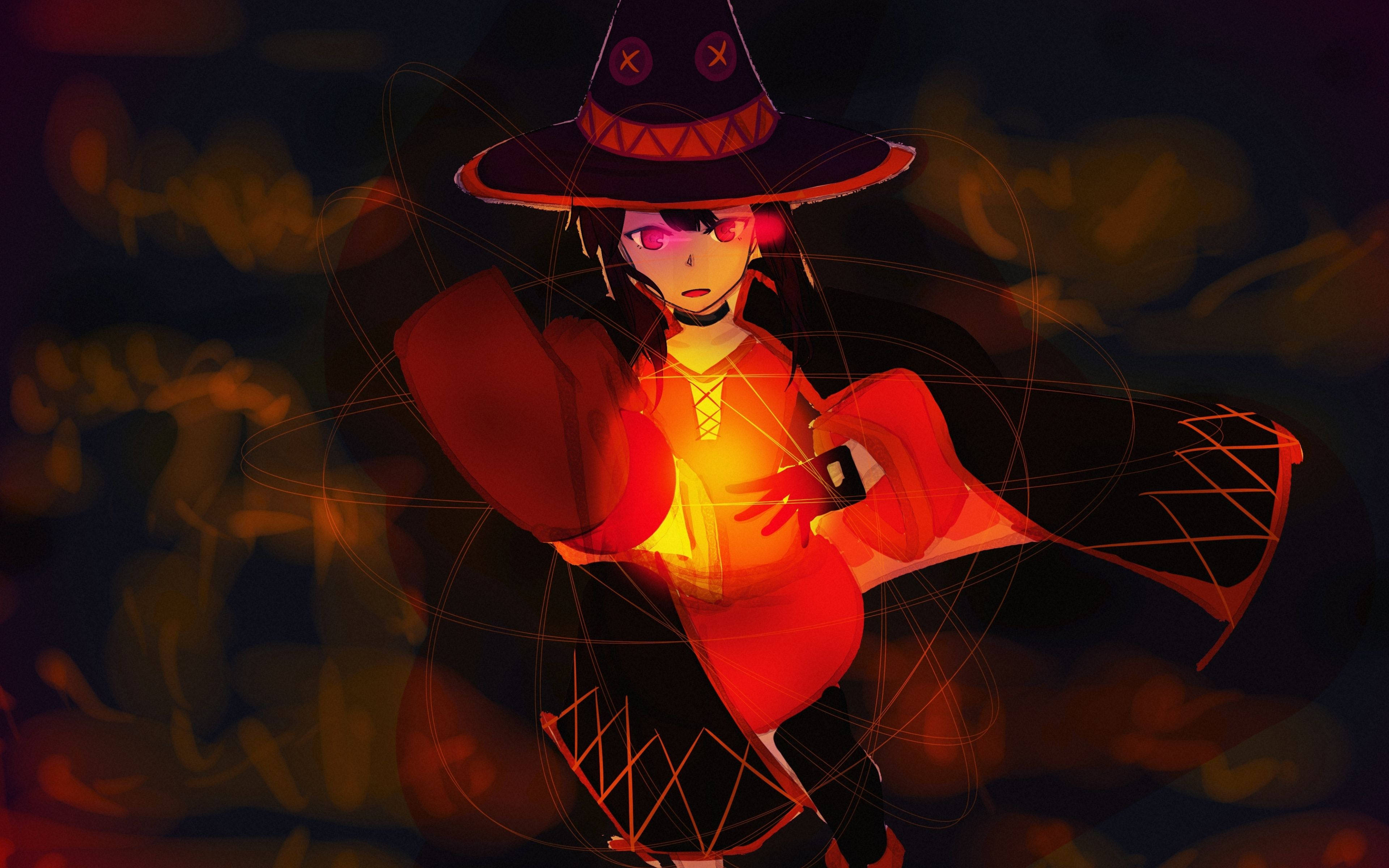 Megumin, anime witch, red outfit, 4K Desktop Wallpaper