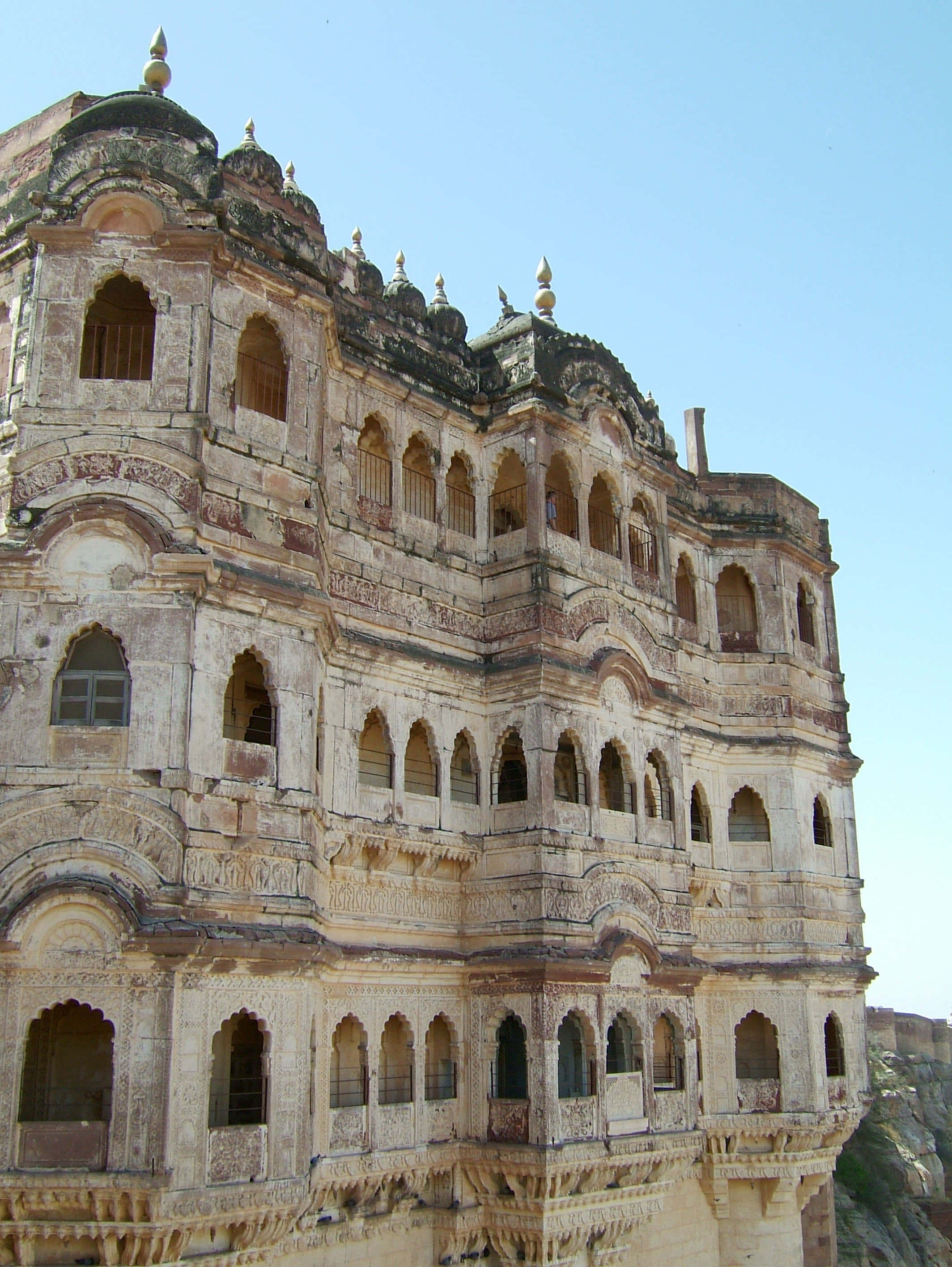 Mehrangarh Fort, many floors, intricate carvings, 2K Phone Wallpaper