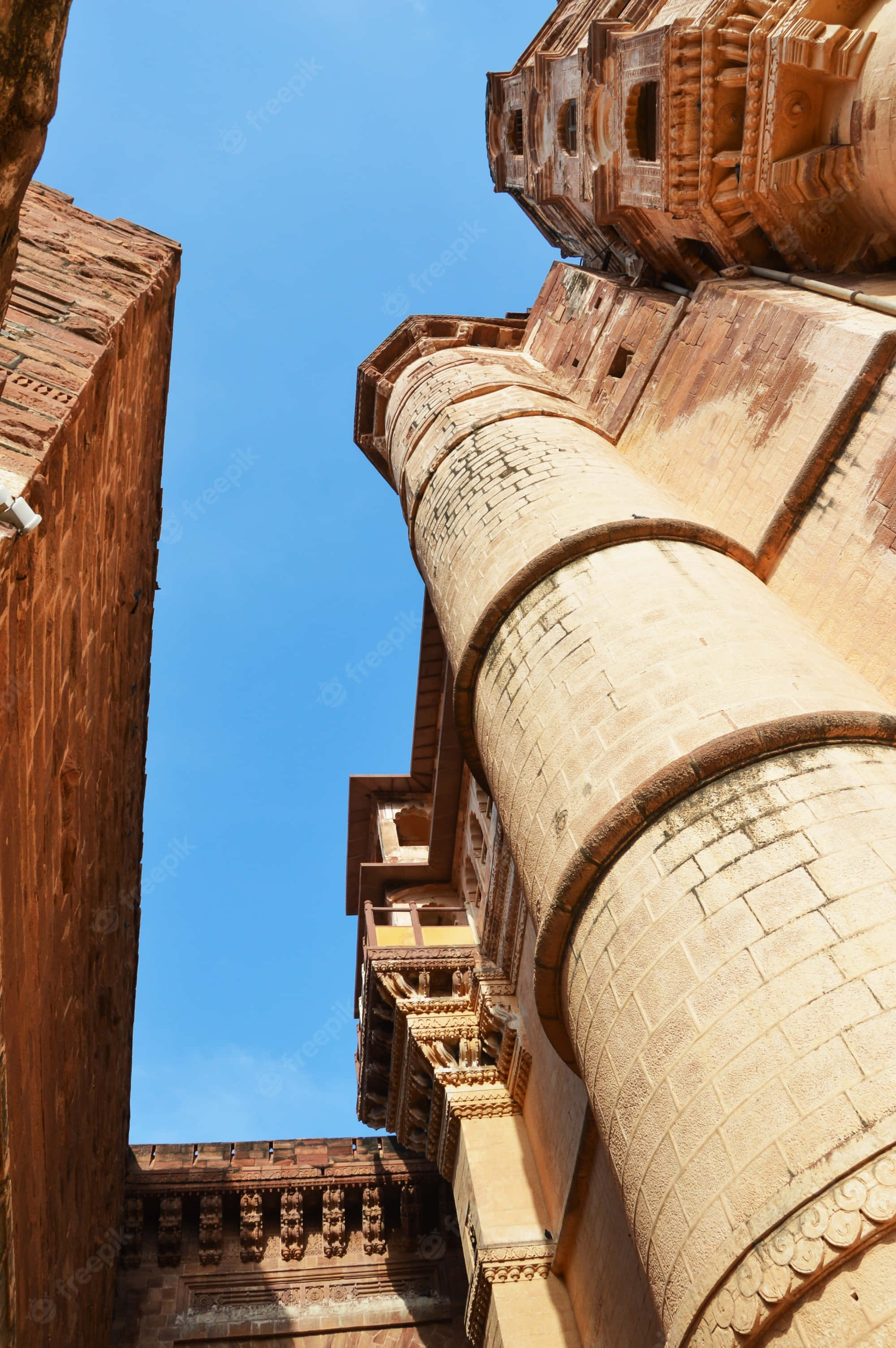 Mehrangarh Fort, phone towers, ancient sandstone fort towers, 2K Phone Wallpaper
