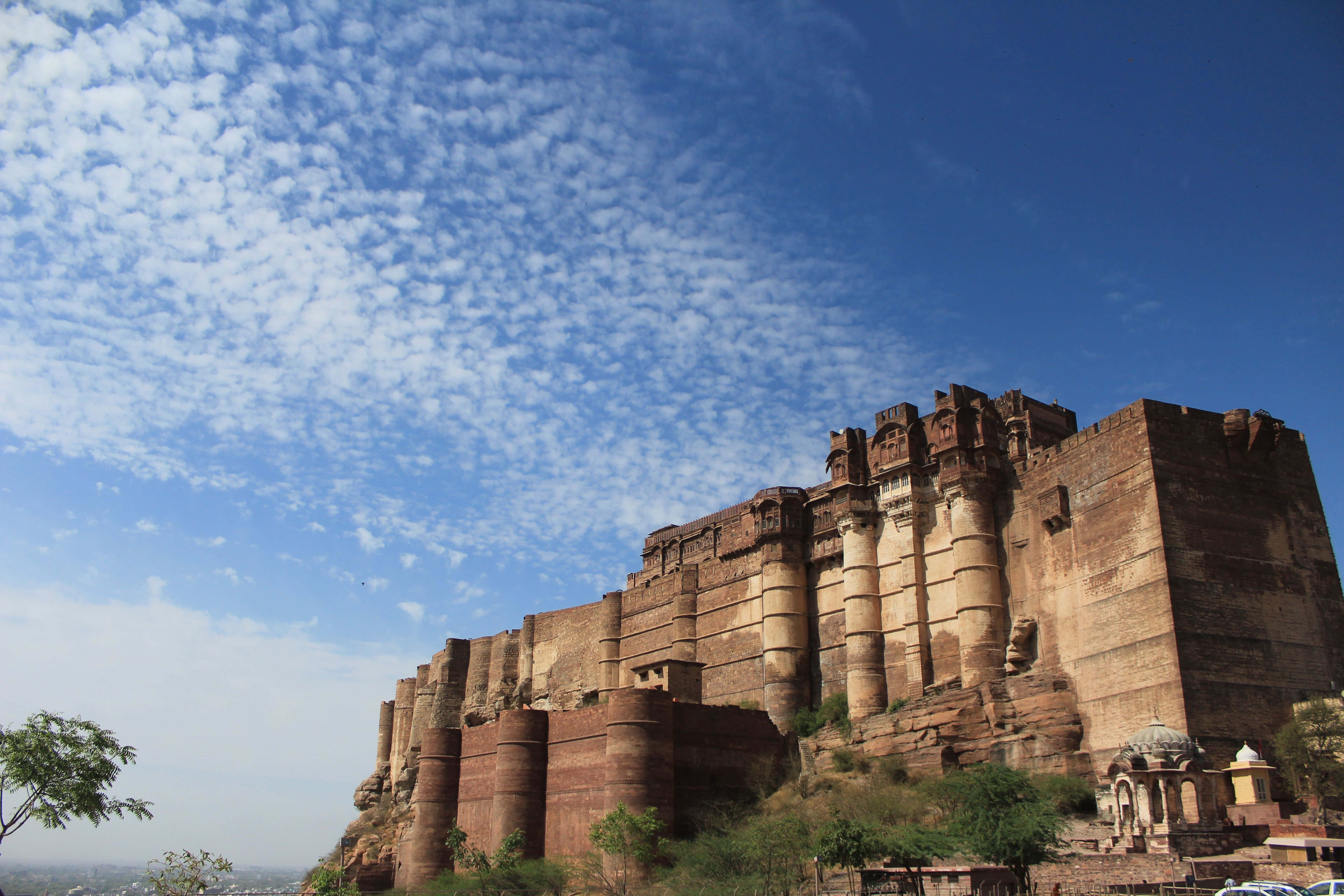 Mehrangarh Fort, castle walls, reddish stone walls, 5K Desktop Wallpaper