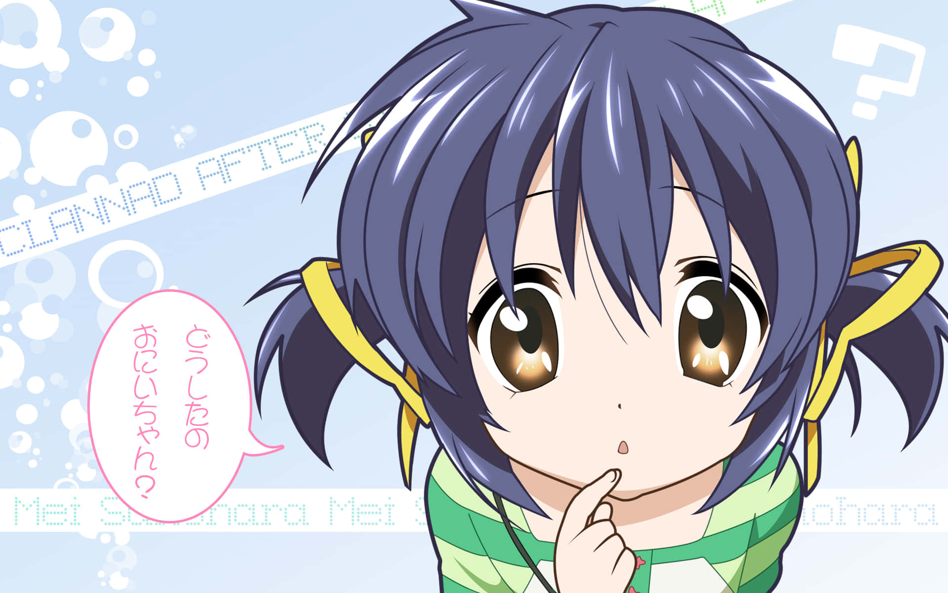 Mei Sunohara, purple pigtails, big brown eyes, Full HD Desktop Wallpaper