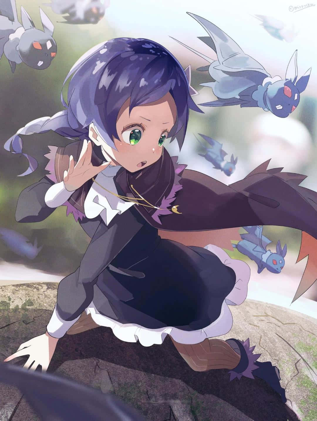 Meili Portroute, anime girl, purple hair, HD Phone Wallpaper