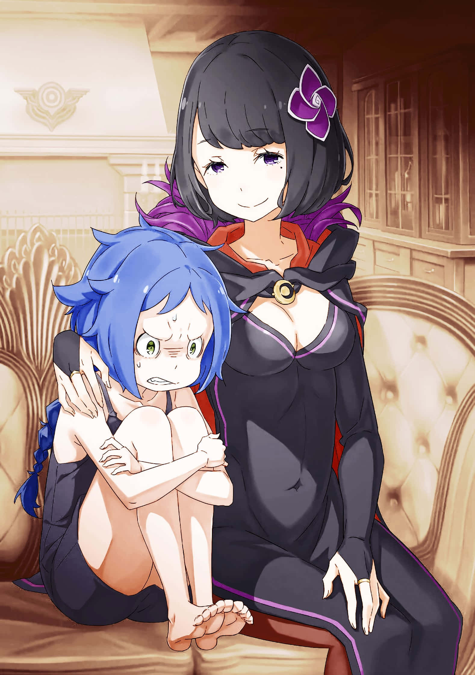 Meili Portroute, blue hair, black hair, Full HD Phone Wallpaper