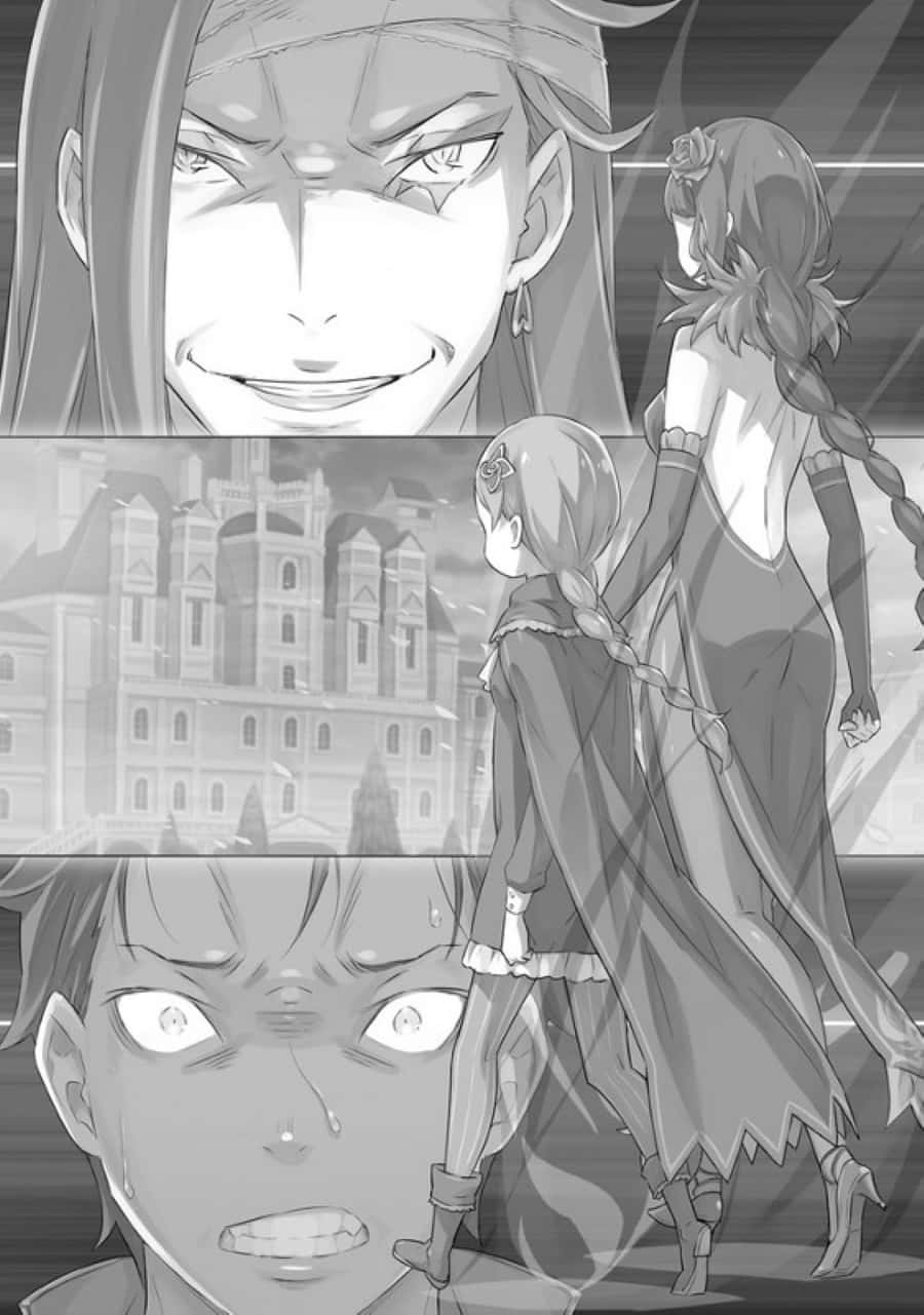 Meili Portroute, black and white manga panel, three characters, HD Phone Wallpaper