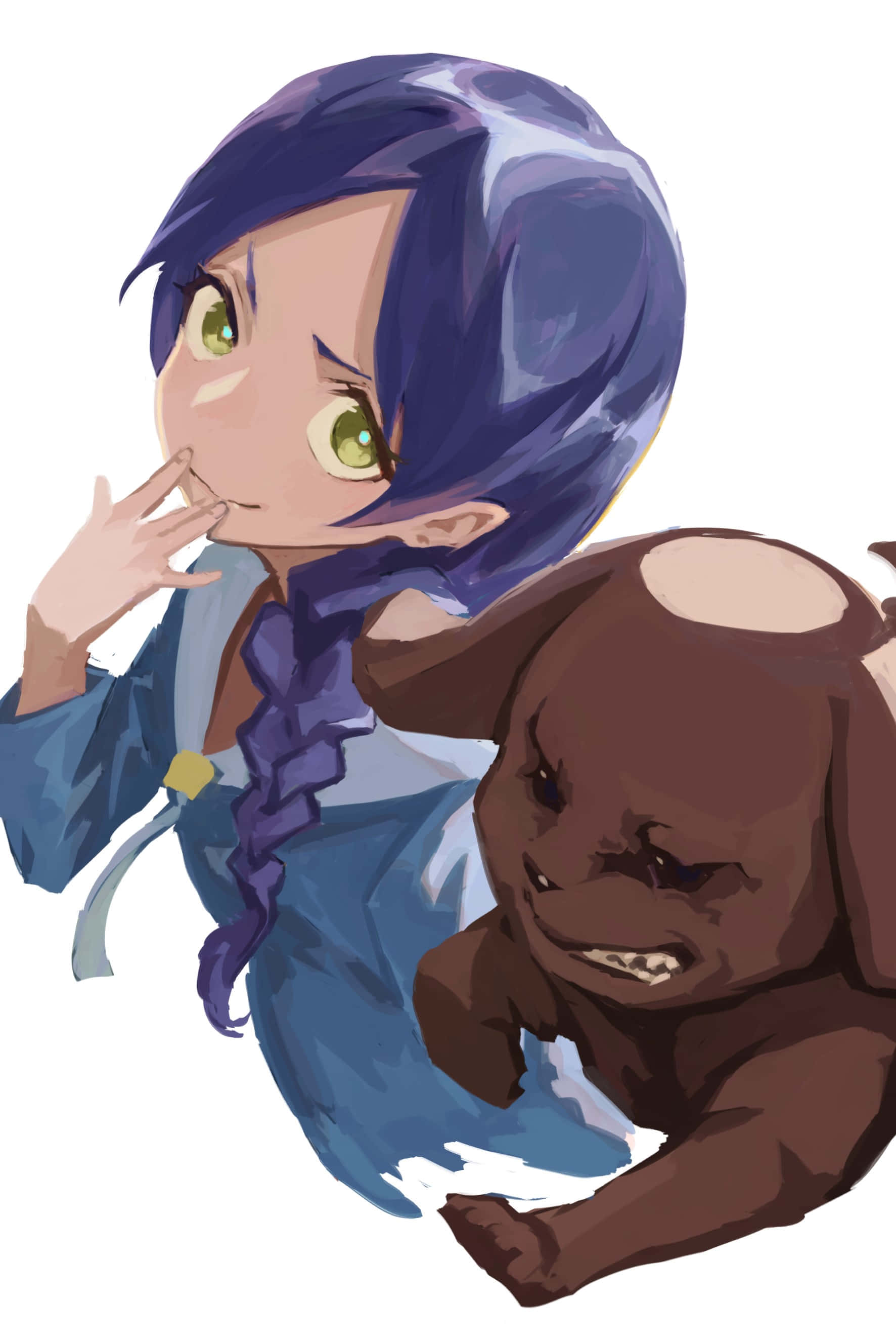 Meili Portroute, chibi anime girl, purple hair, 2K Phone Wallpaper