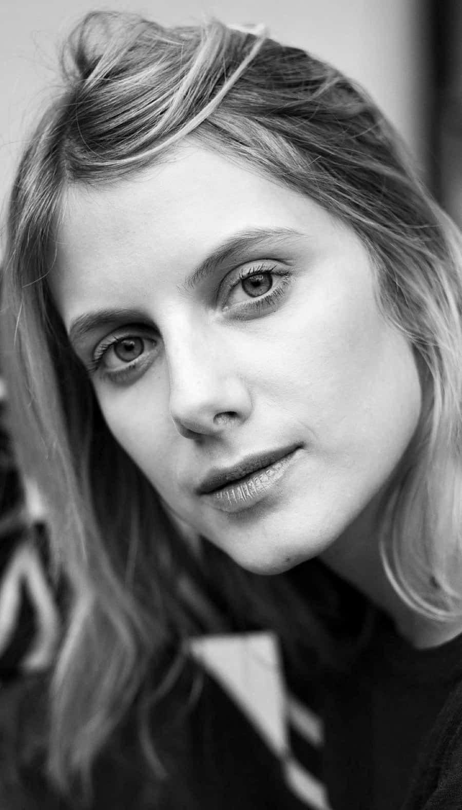Mélanie Laurent, black and white, close-up portrait, HD Phone Wallpaper