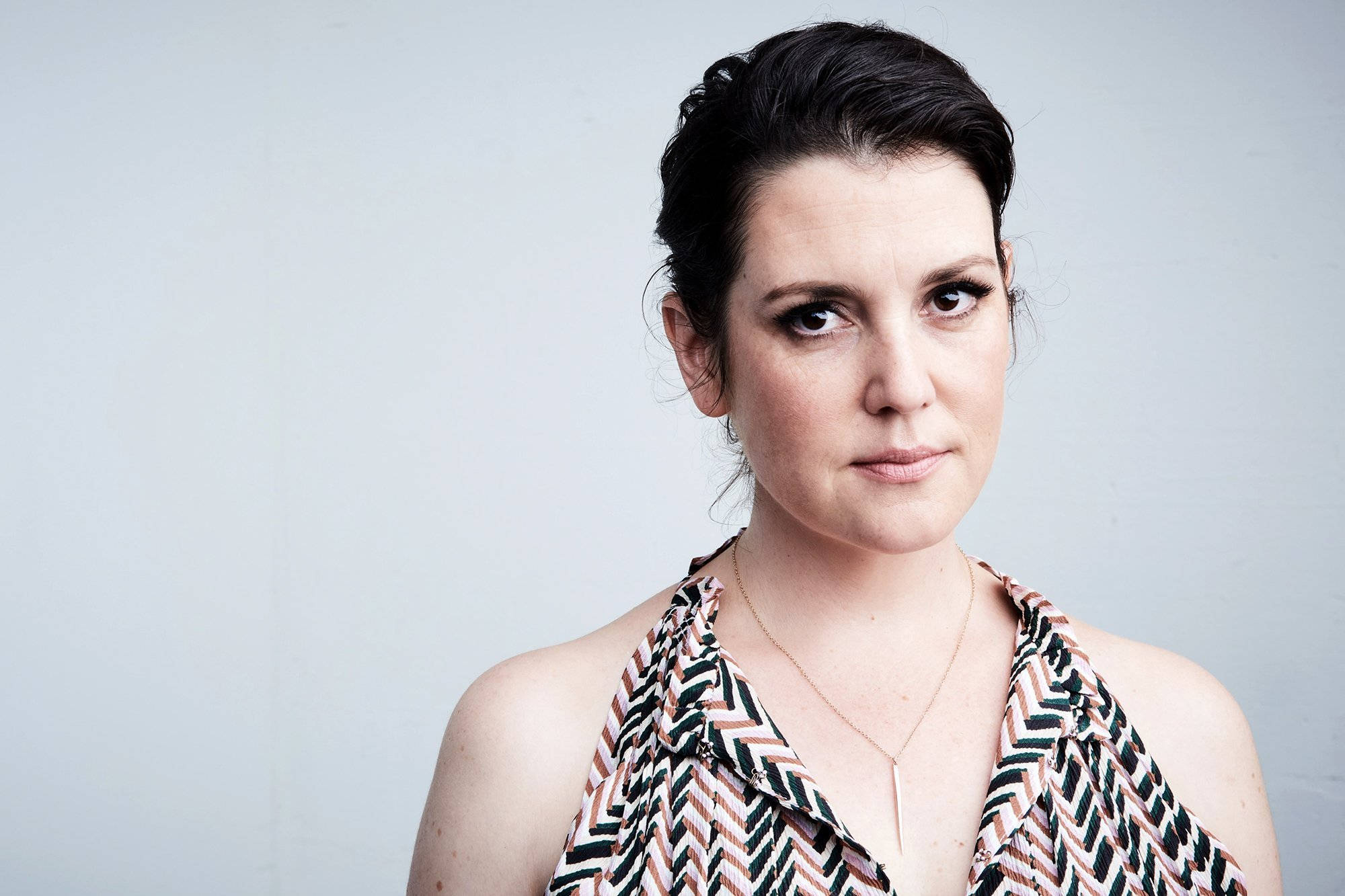 Melanie Lynskey, dark hair, patterned halter top, Full HD Desktop Wallpaper