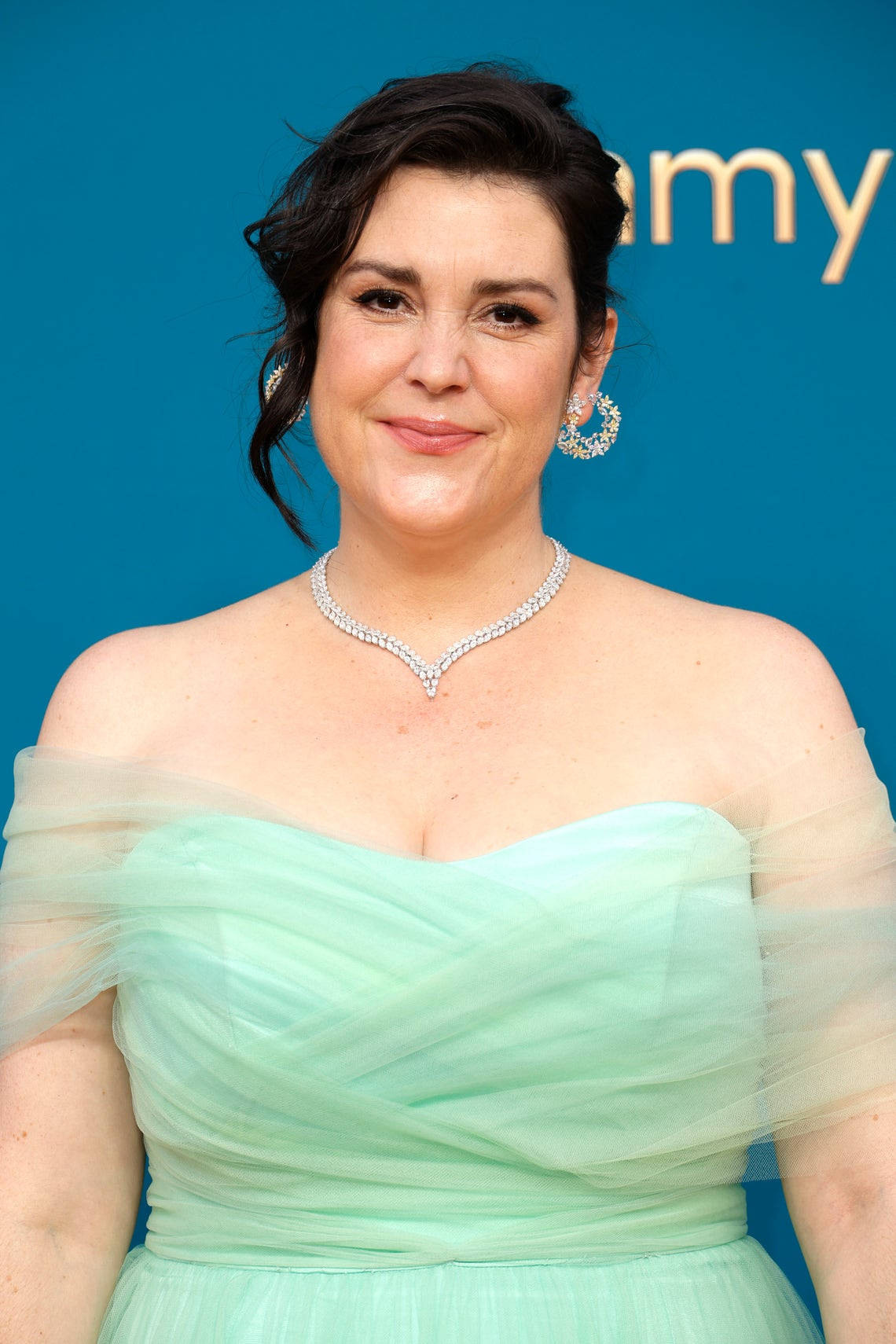 Melanie Lynskey, mint green, off-shoulder gown, HD Phone Wallpaper
