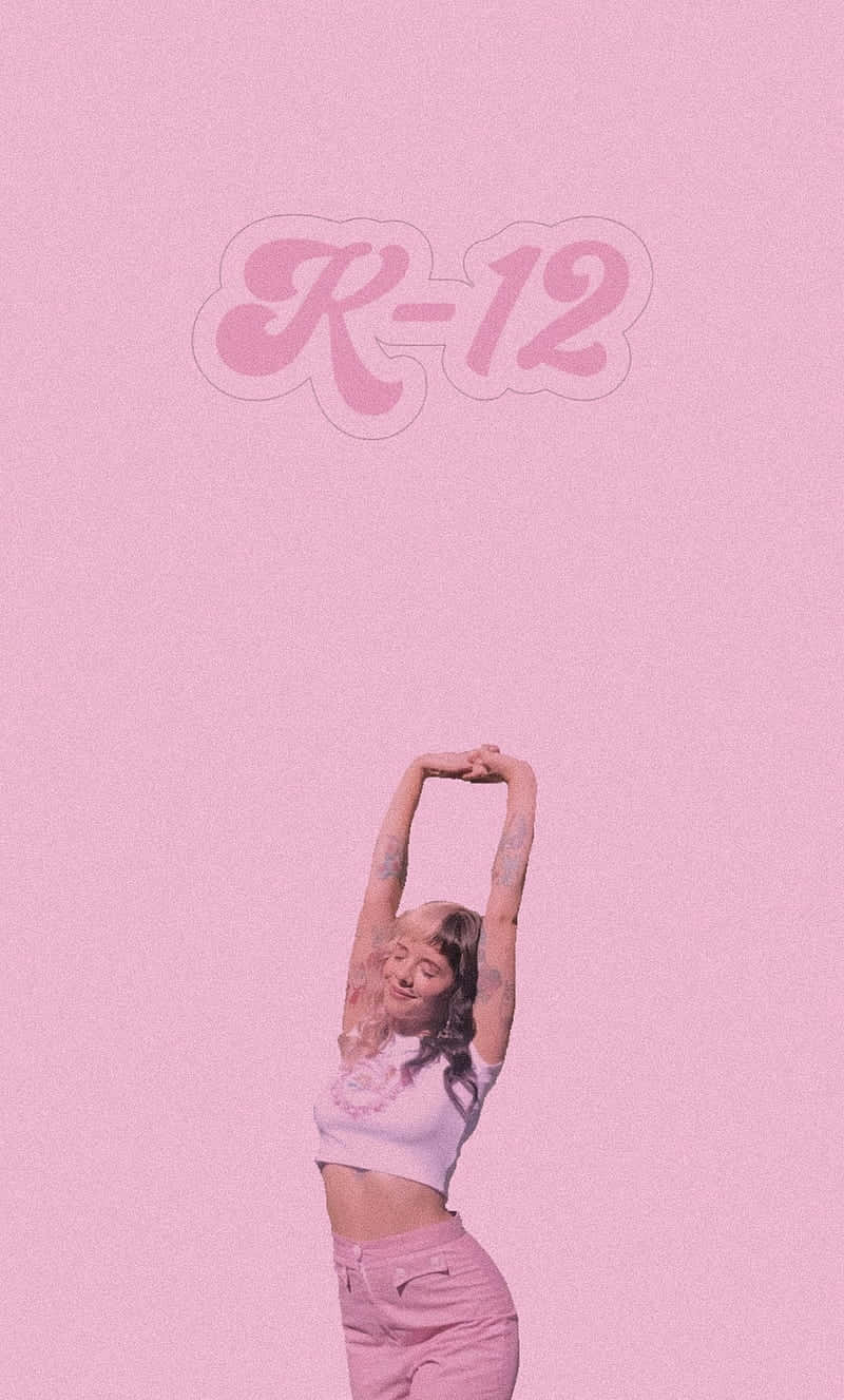 Melanie Martinez Aesthetic, pink outfit, solid pink background, HD Phone Wallpaper