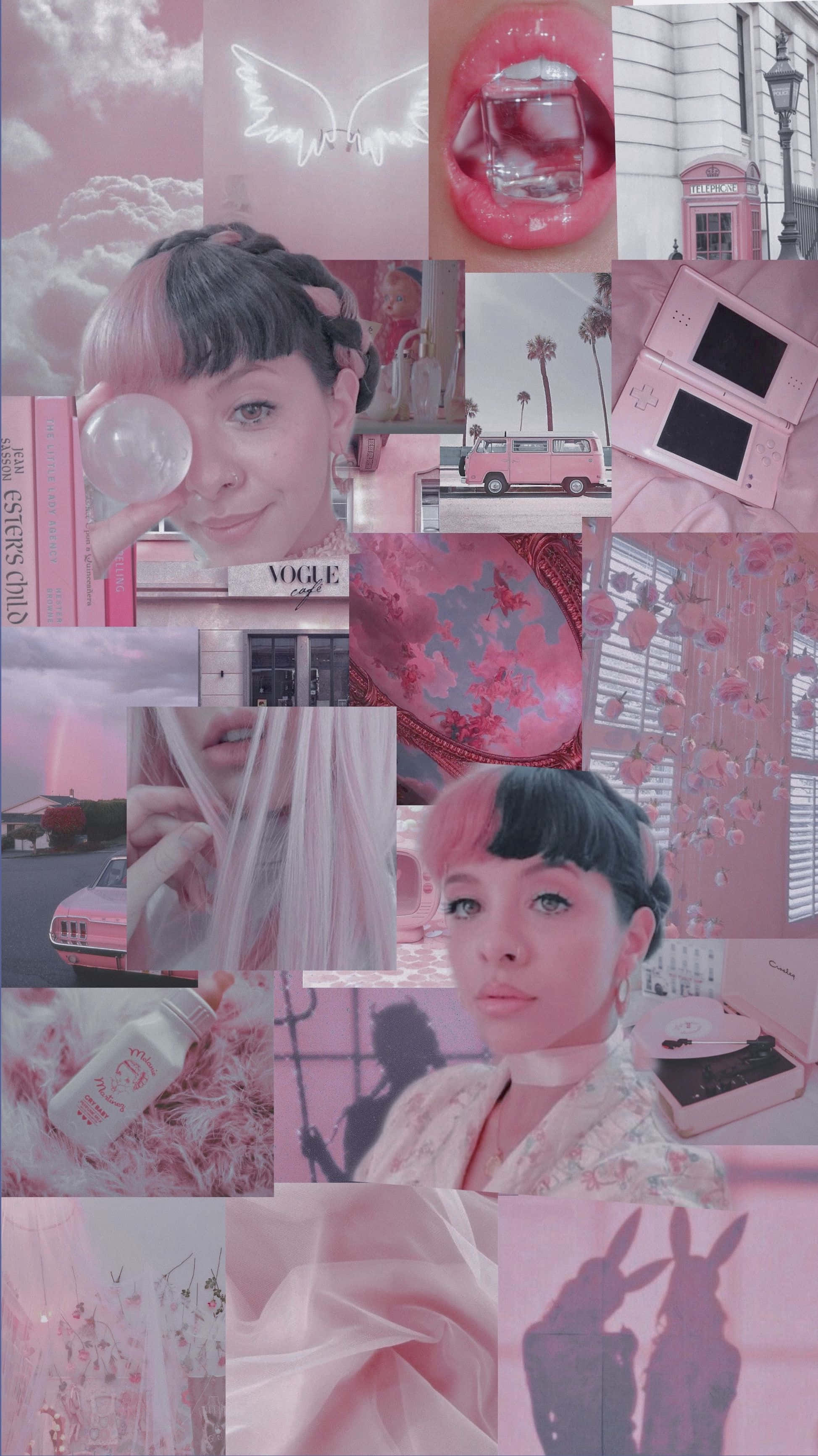 Melanie Martinez, pink-toned, wings, 2K Phone Wallpaper