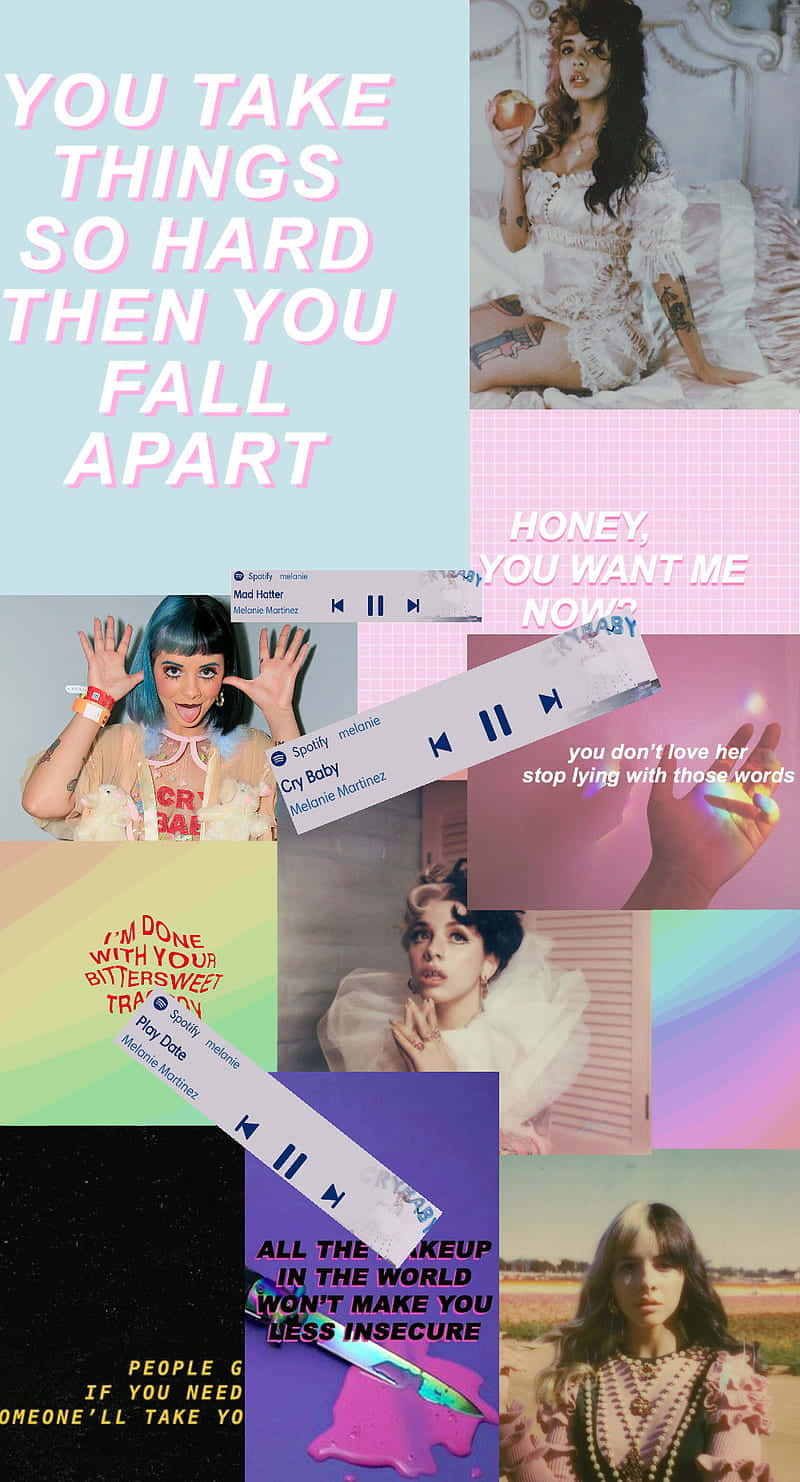 Melanie Martinez, pastel backgrounds, bold text overlays, HD Phone Wallpaper