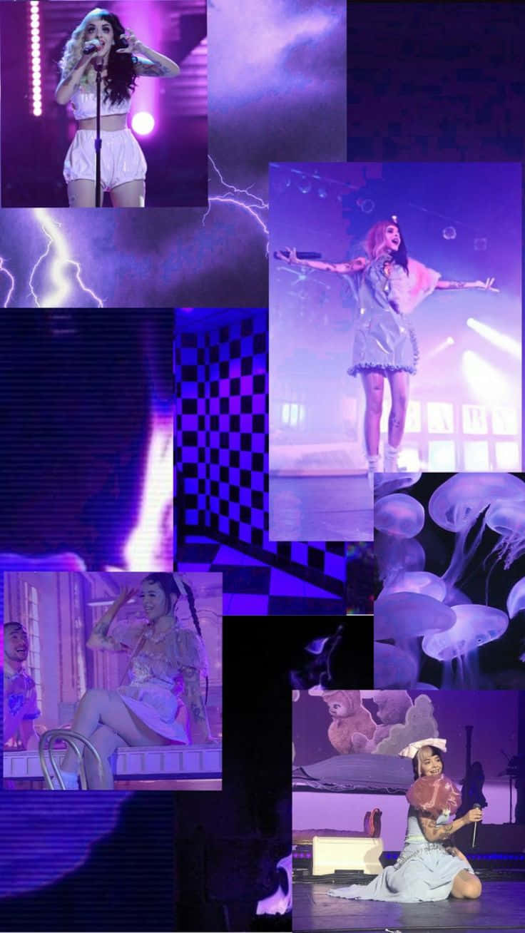 Melanie Martinez, vibrant purple-hued, singer performing on stage, HD Phone Wallpaper