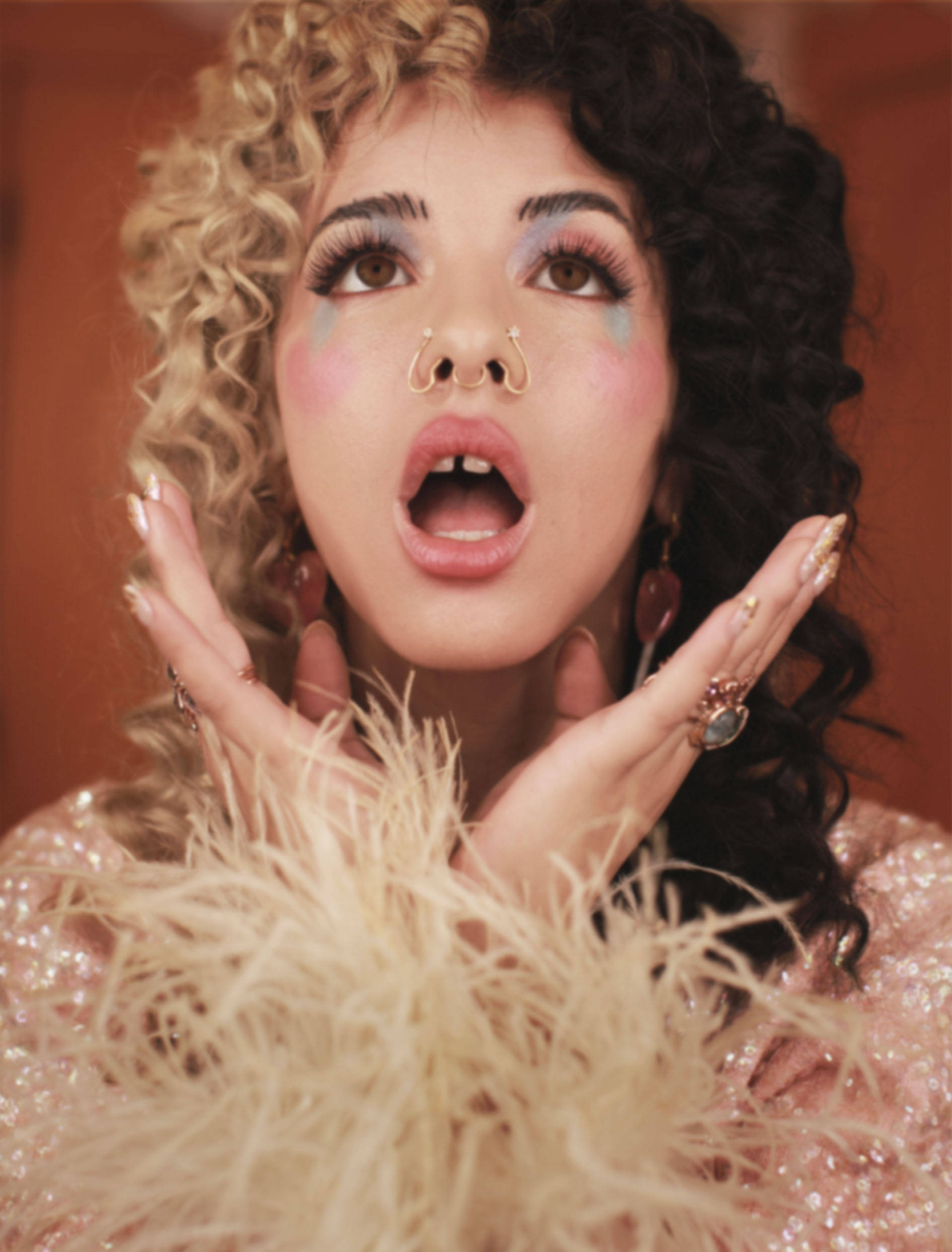 Melanie Martinez, curly hair, glittery makeup, Full HD Phone Wallpaper