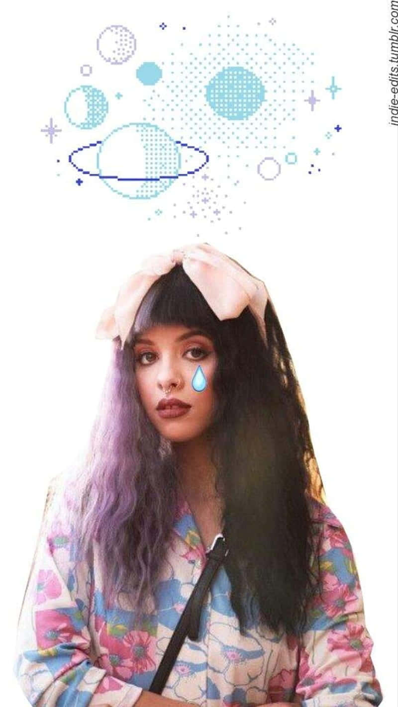 Melanie Martinez, purple hair, tear drop emoji, HD Phone Wallpaper