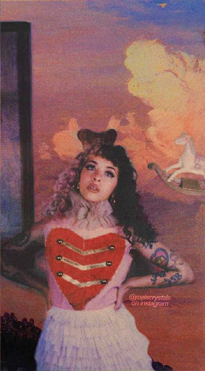 Melanie Martinez Aesthetic, red corseted dress, tattoos, HD Phone Wallpaper
