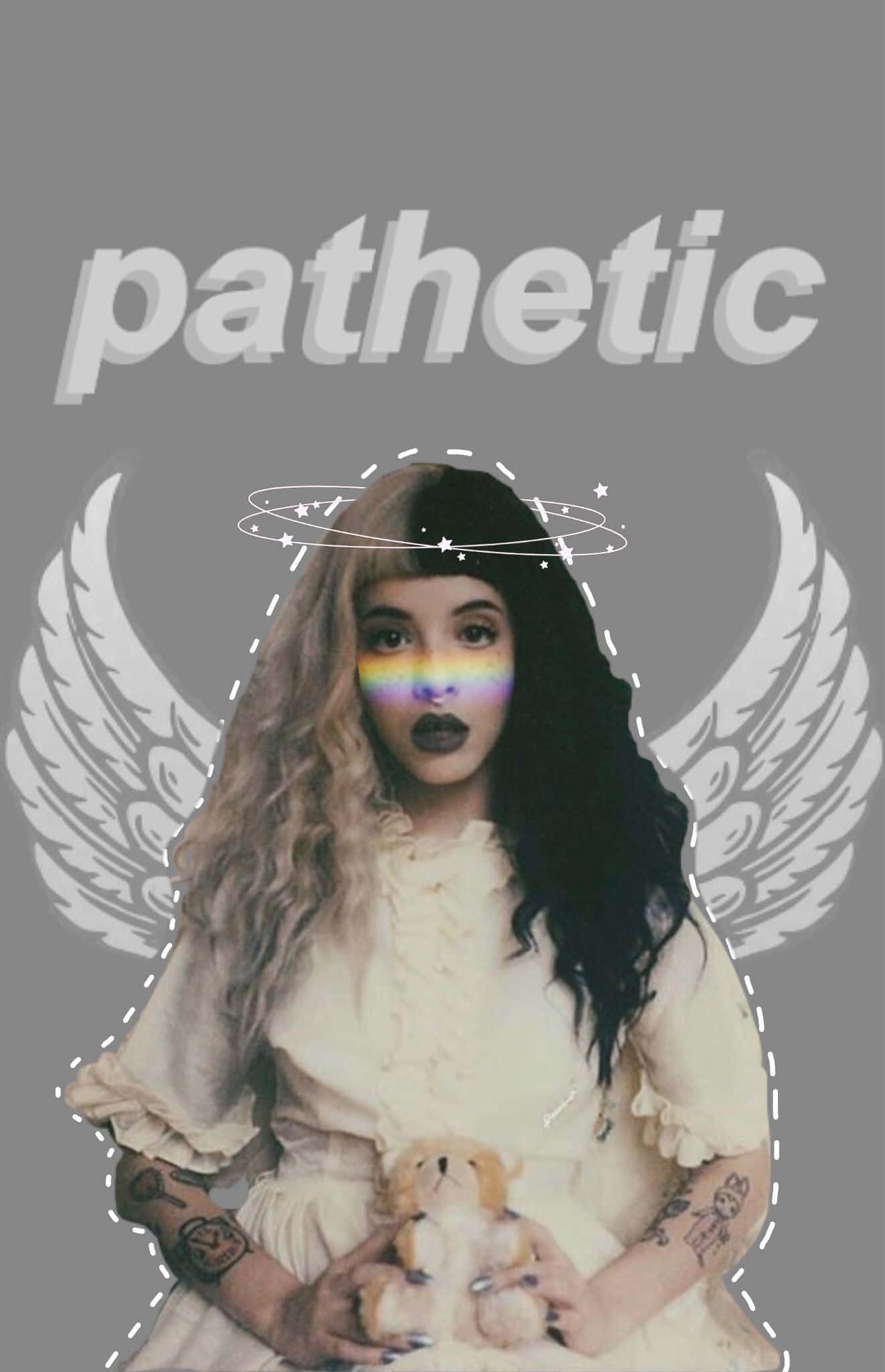 Melanie Martinez, rainbow eyes, angel wings, Full HD Phone Wallpaper