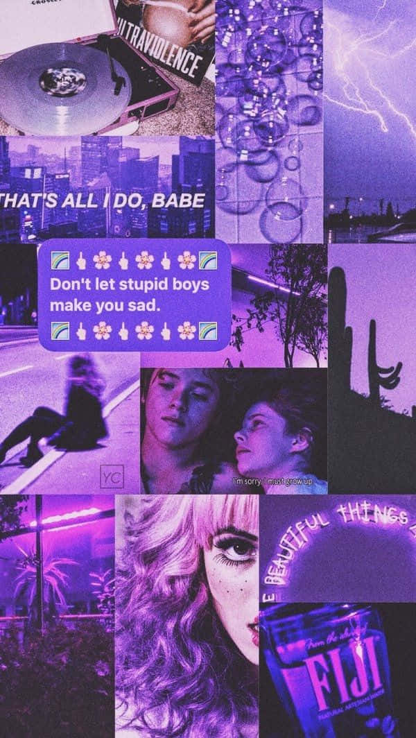 Melanie Martinez, vibrant purple-toned, album art lyrics, SD Phone Wallpaper