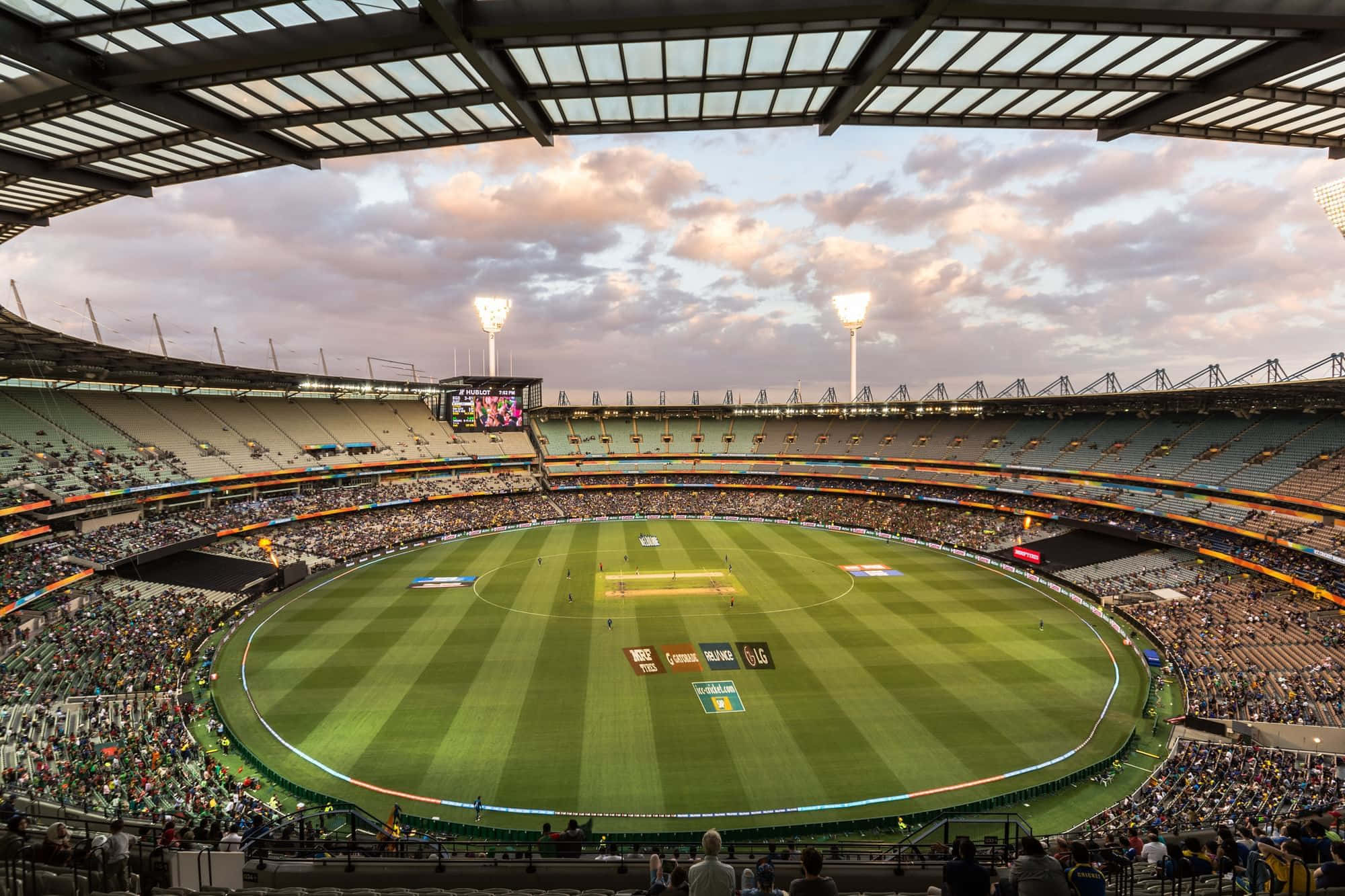 Melbourne Cricket Ground, dusk view, twilight sky, Full HD Desktop Wallpaper