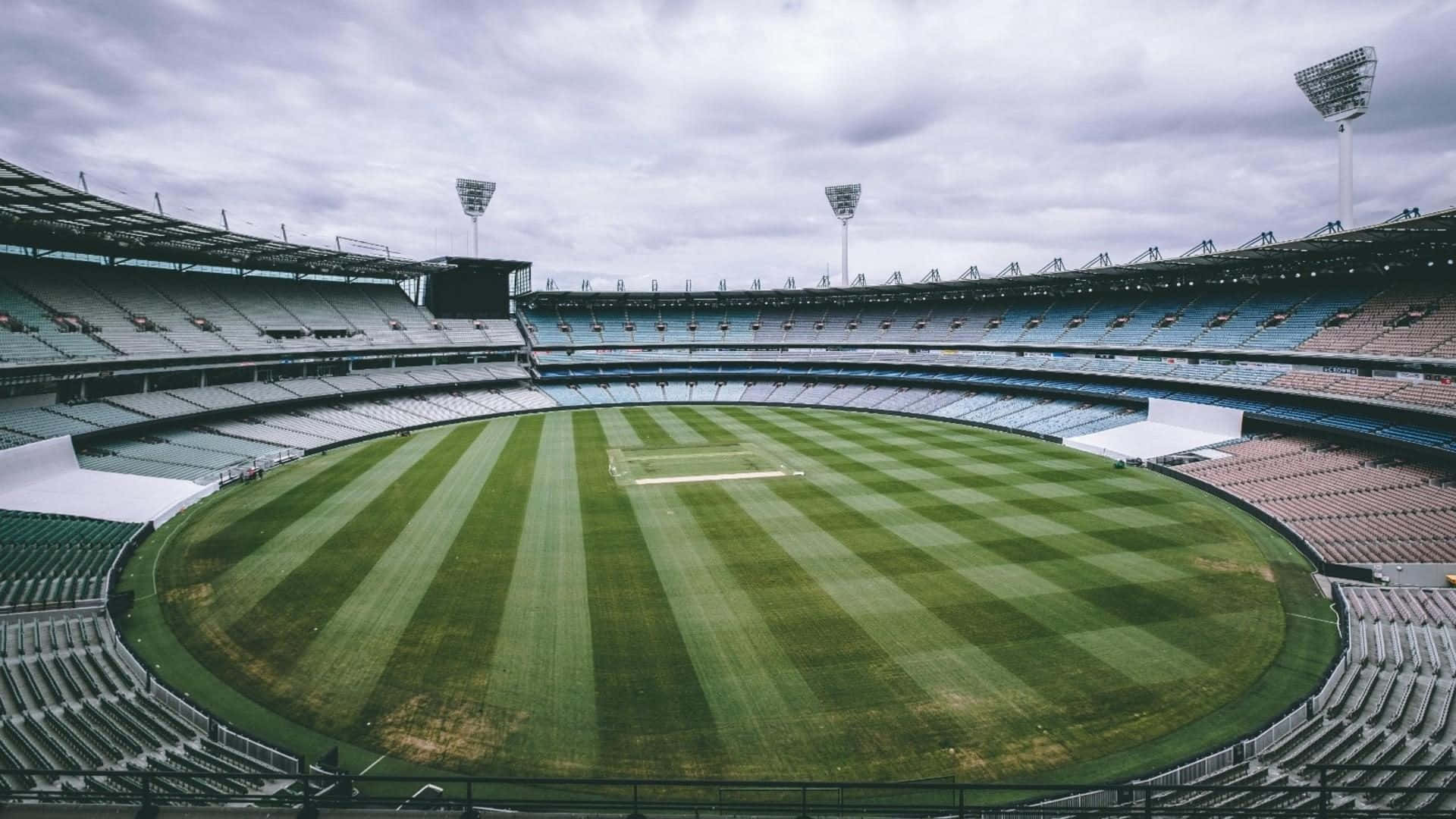 Melbourne Cricket Ground, striped green turf, tiered seating, Full HD Desktop Wallpaper