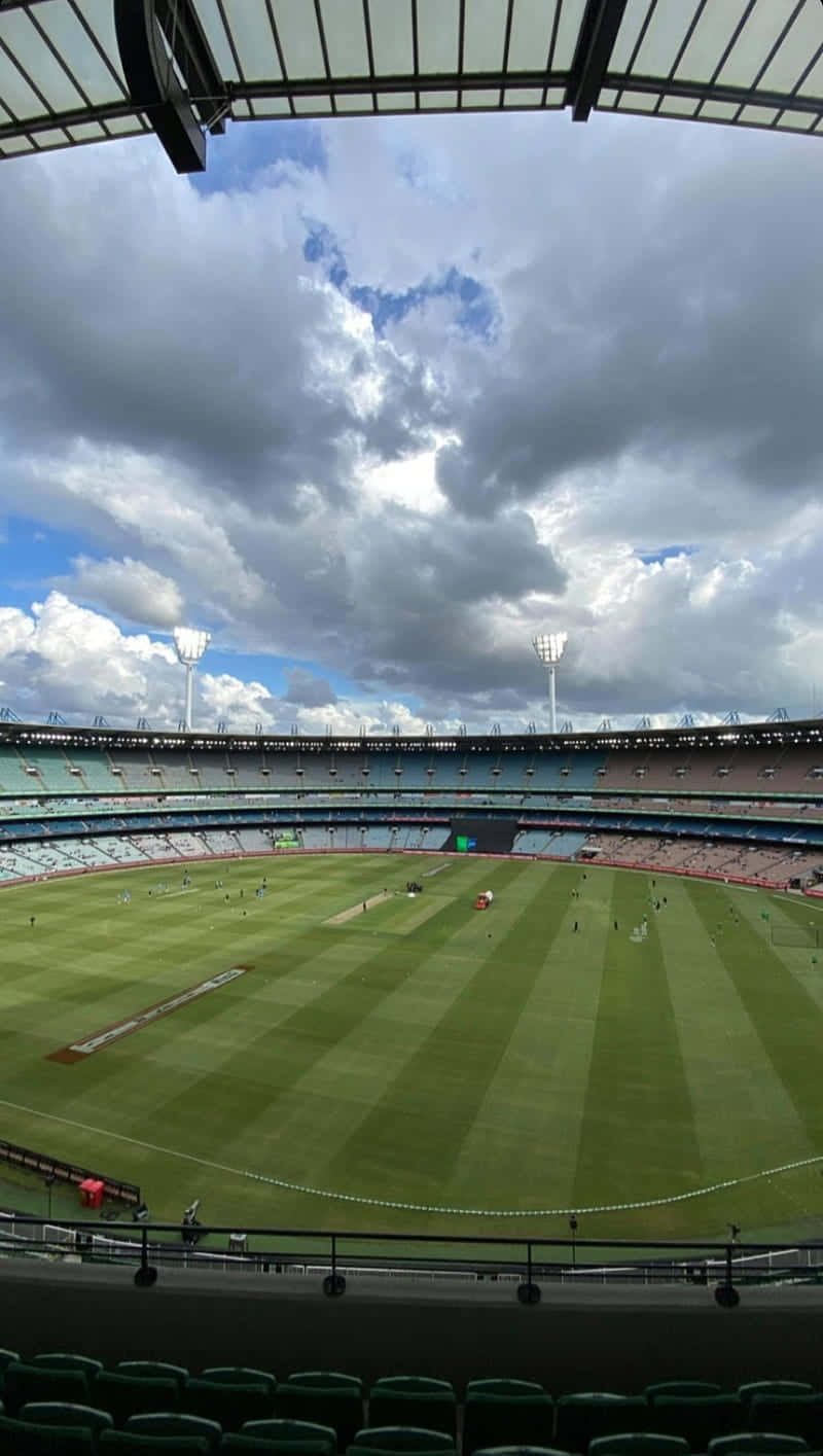 Melbourne Cricket Ground, cloudy sky, green pitch, HD Phone Wallpaper