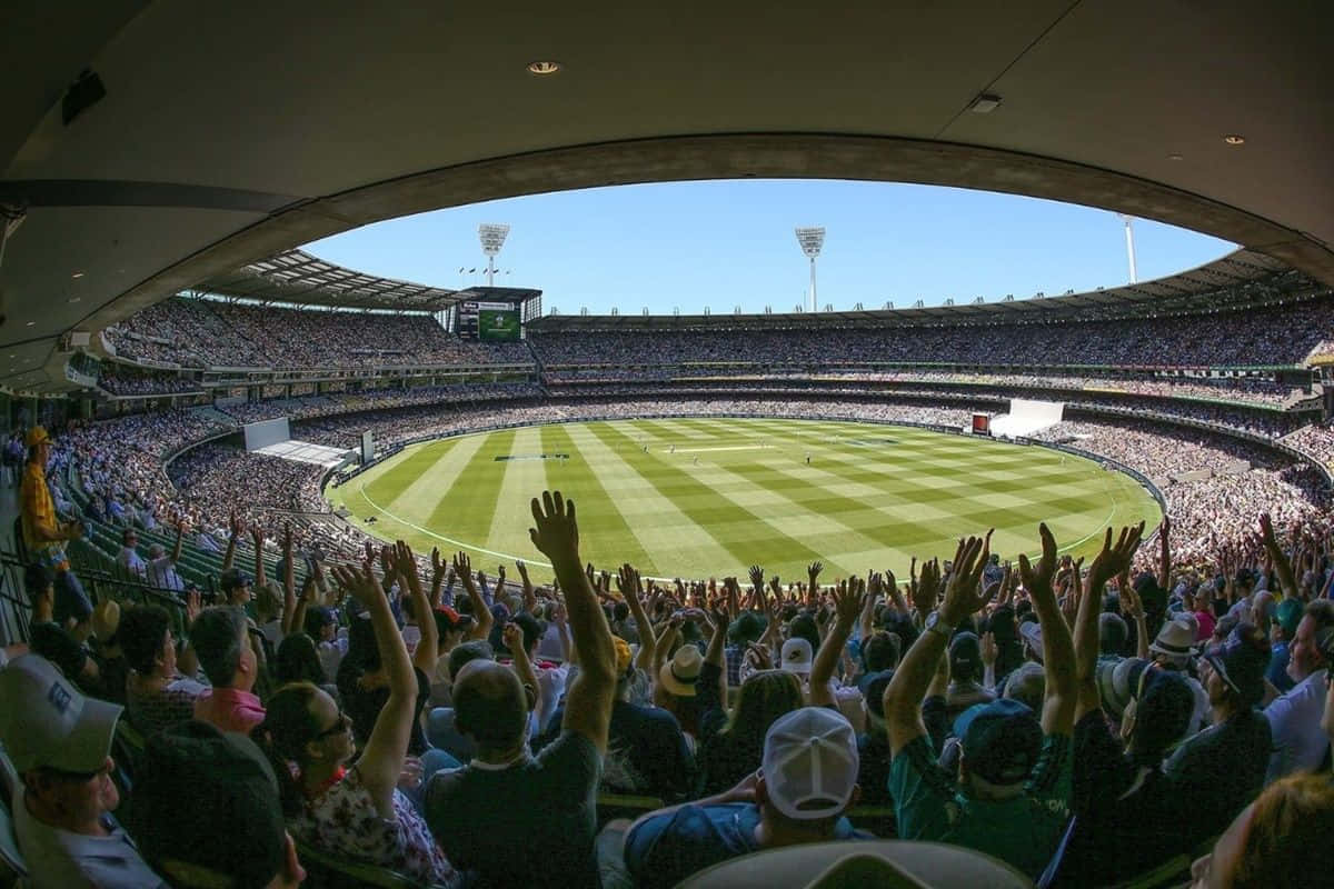 Melbourne Cricket Ground, crowd of fans, raised hands, SD Desktop Wallpaper