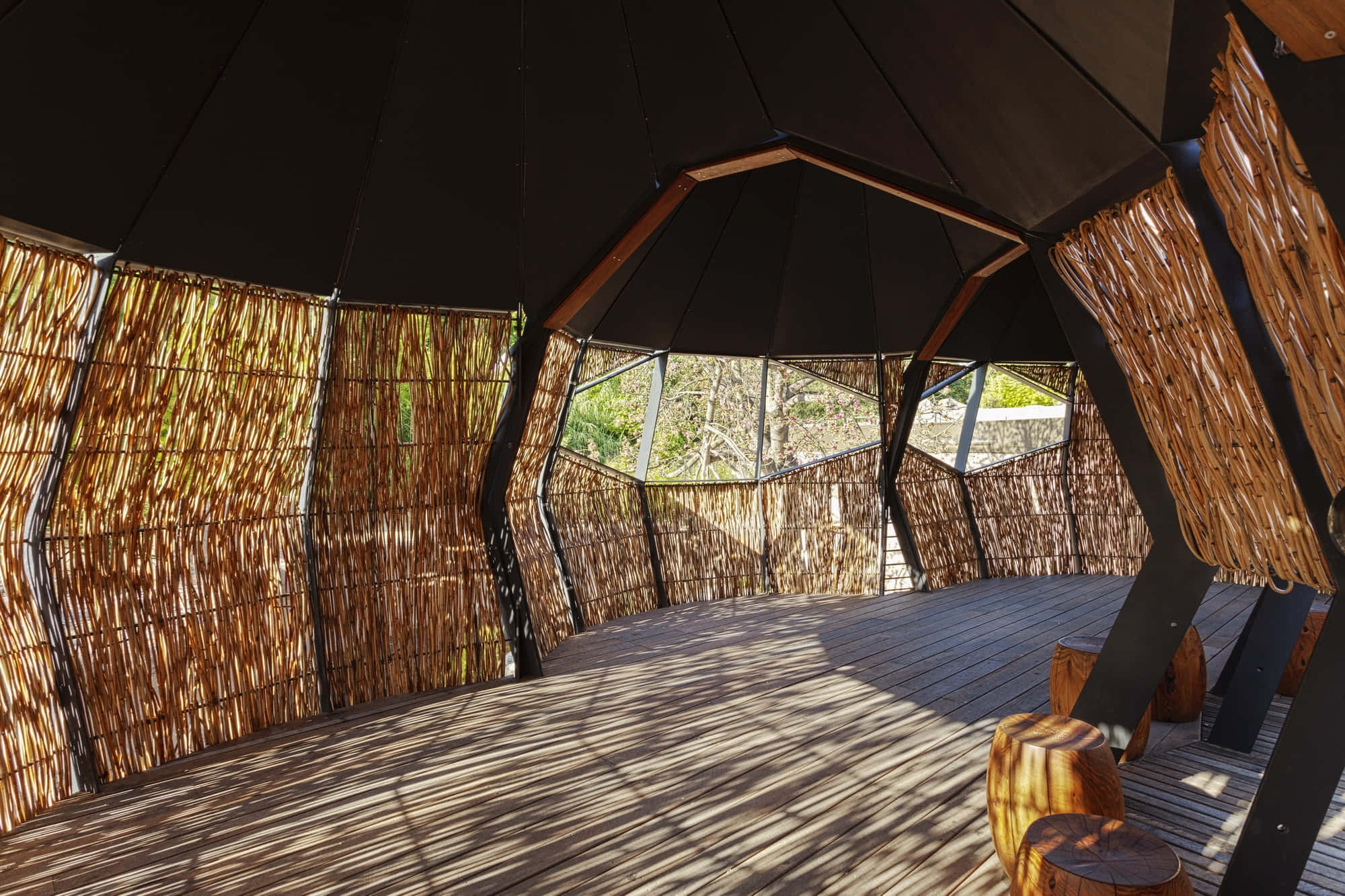 Melbourne Zoo, thatched gazebo, geodesic dome, Full HD Desktop Wallpaper