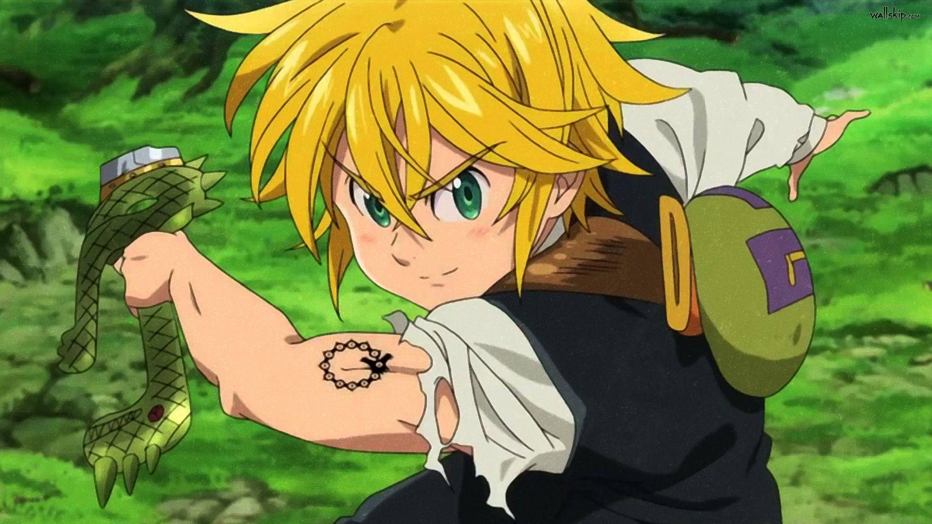 Meliodas, green snake, lush green forest, Full HD Desktop Wallpaper