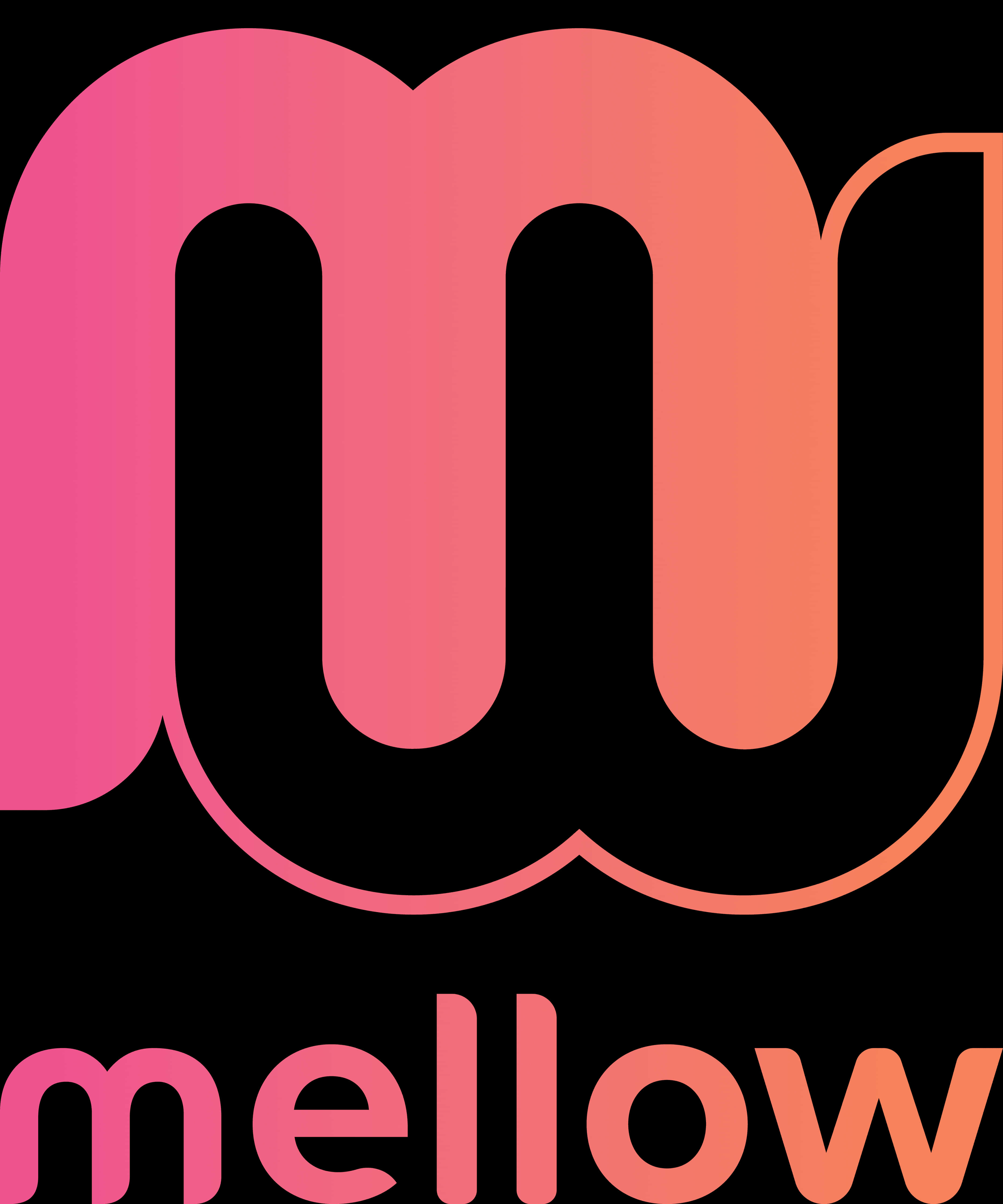 mellow finance solutions, pink to orange gradient, black background, 4K Phone Wallpaper