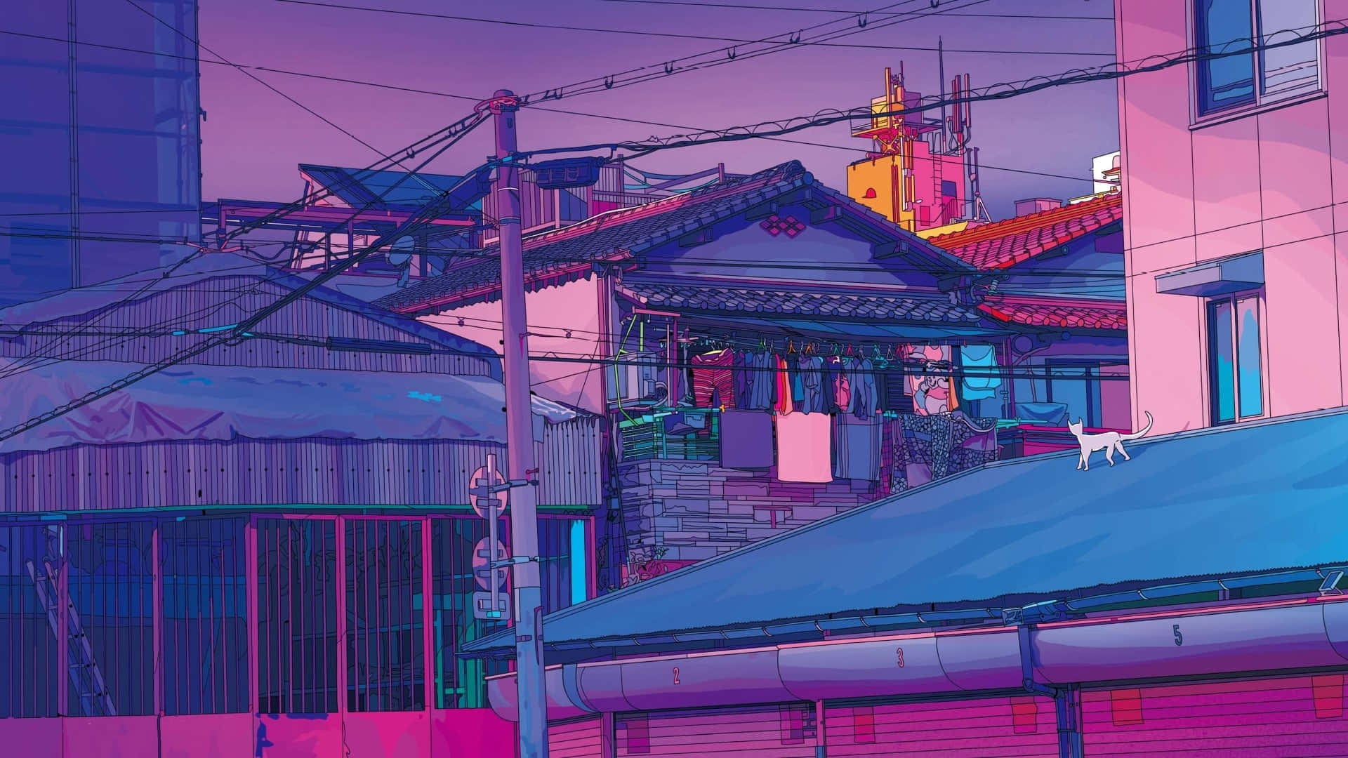 Mellow, Japanese Anime Cartoon, cat, Full HD Desktop Wallpaper