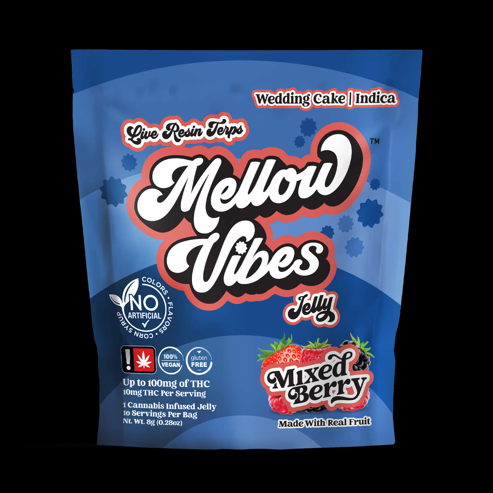 Mellow Vibes Mixed Berry, cannabis-infused jelly, blue bag, HD Desktop Wallpaper