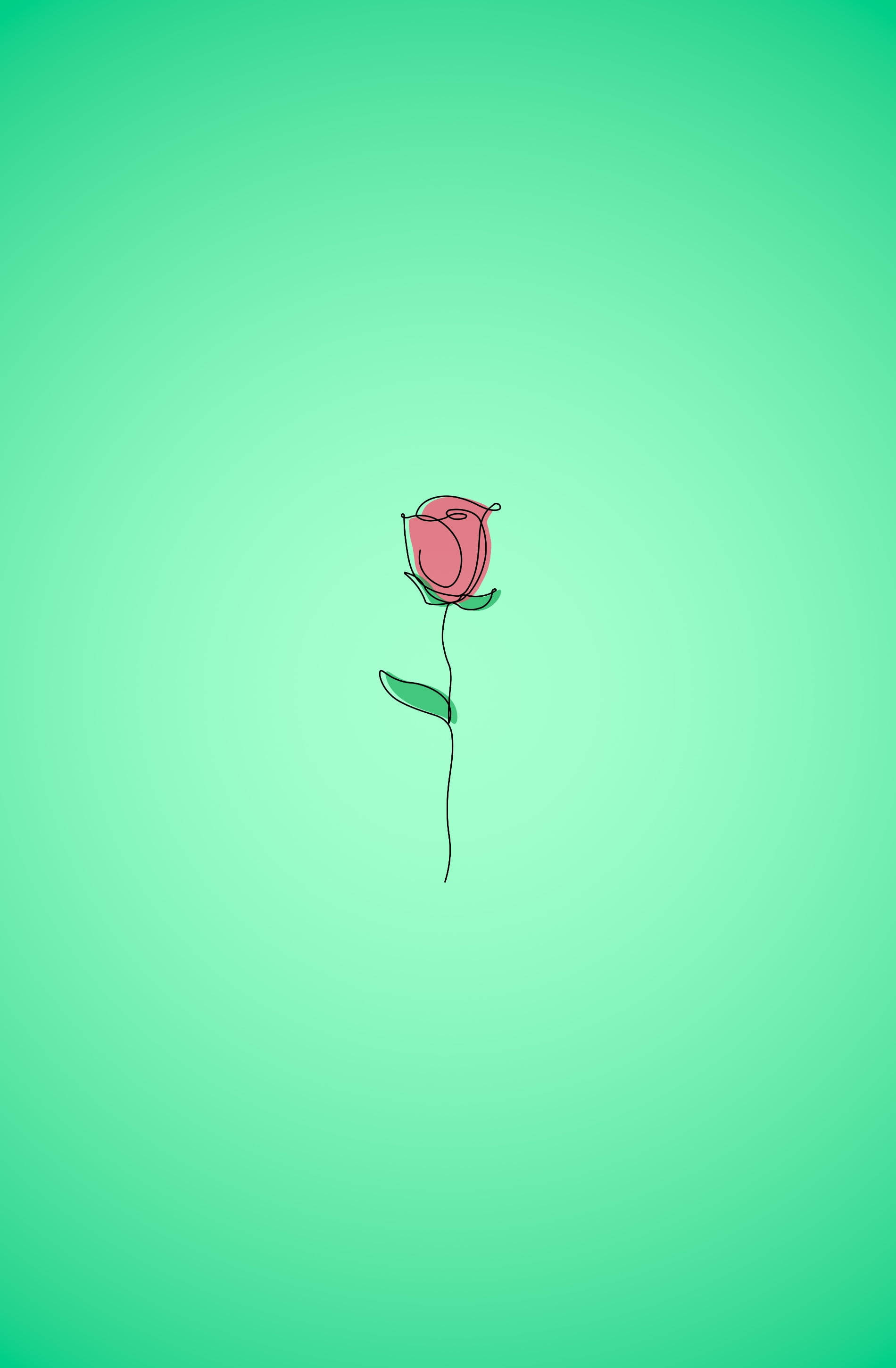 pastel red aesthetic, mint green background, pink rose, 2K Phone Wallpaper