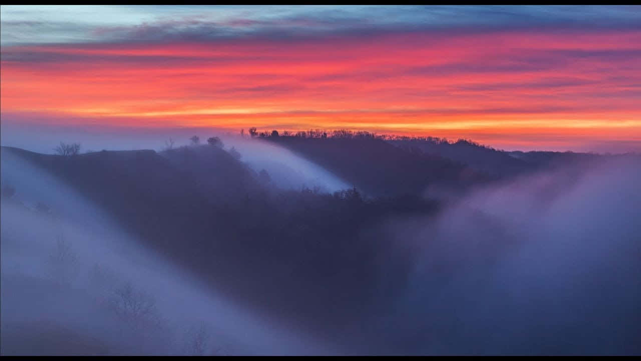 mellow, sunset, mountains, HD Desktop Wallpaper