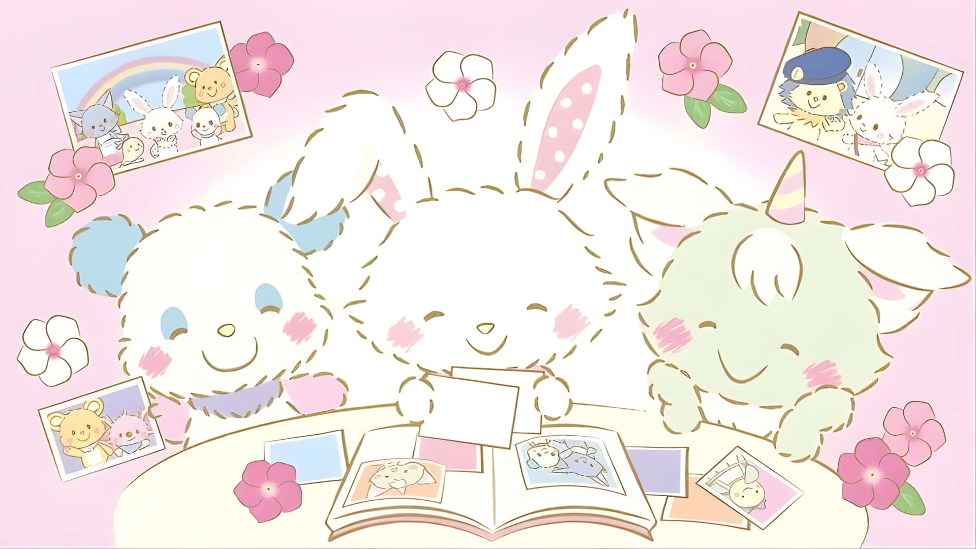 Melly, bunny ears, soft pink background, Full HD Desktop Wallpaper