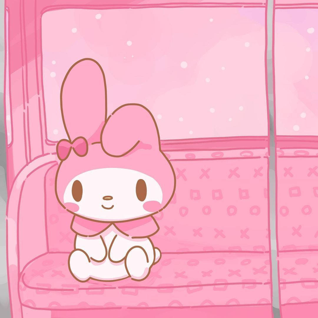 My Melody, pink sofa, patterned pink couch, SD Desktop Wallpaper