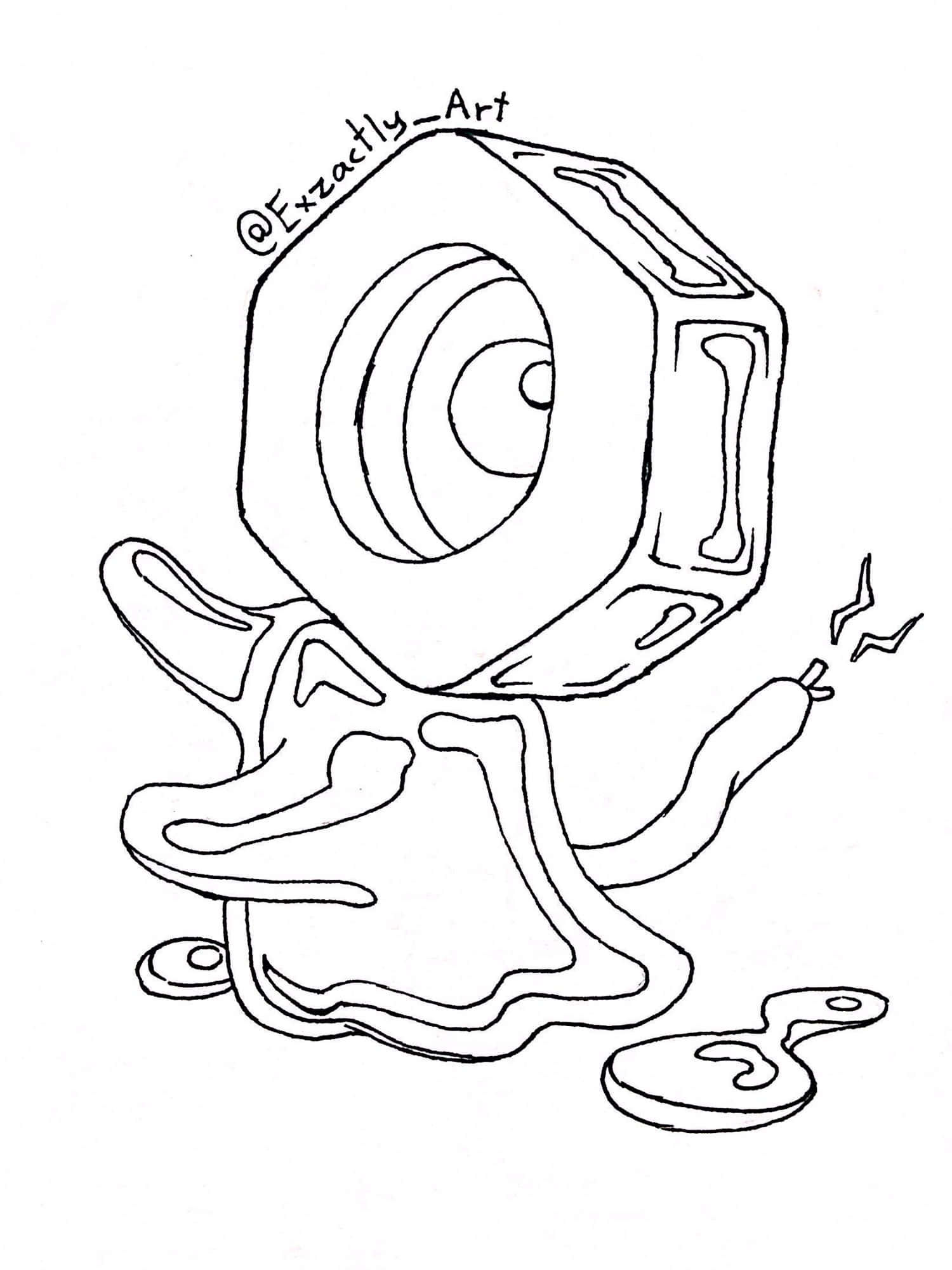 Meltan, black ink, white background, Full HD Phone Wallpaper