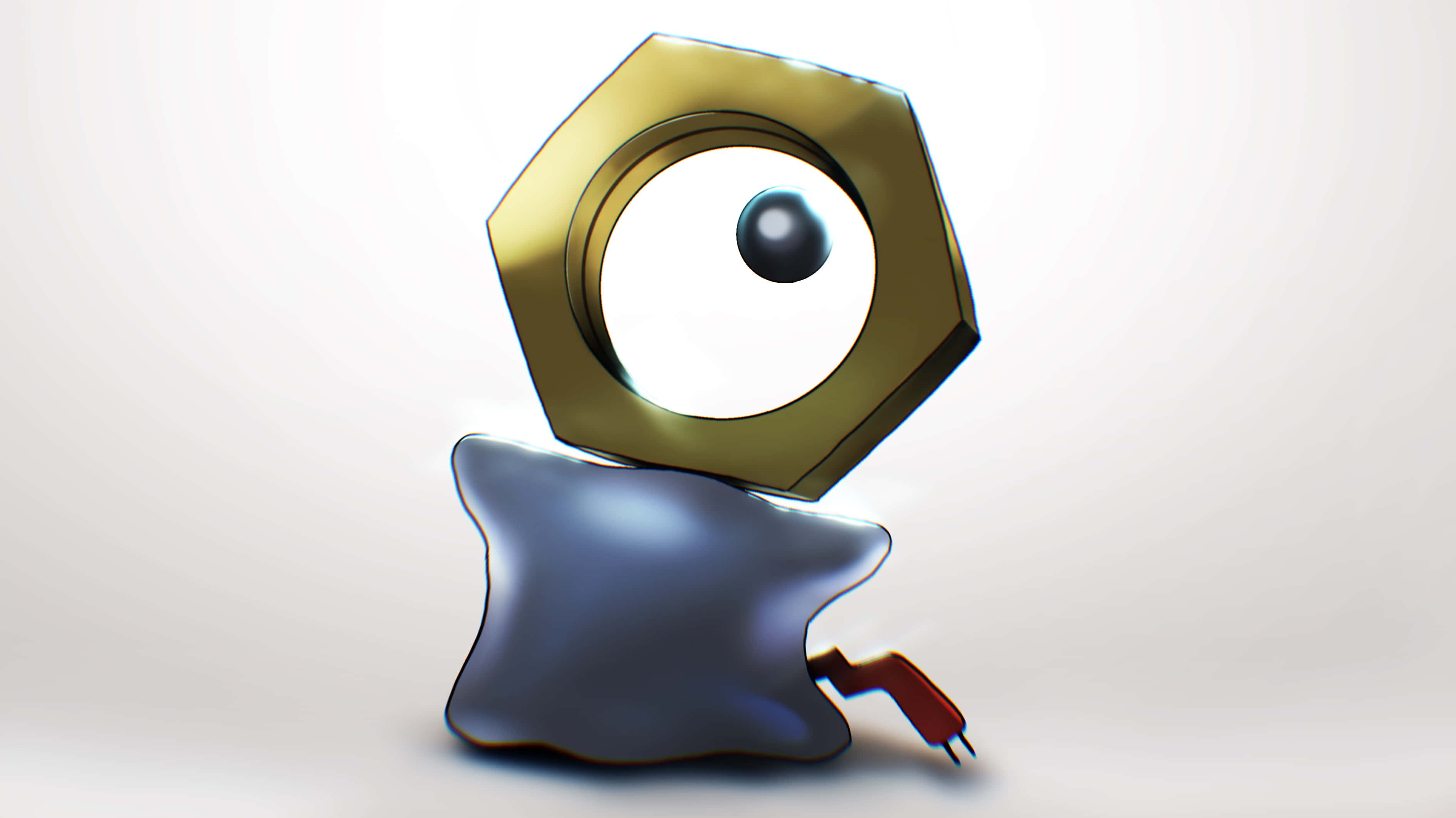 Meltan, gold hexagonal head, single eye, 2K Desktop Wallpaper