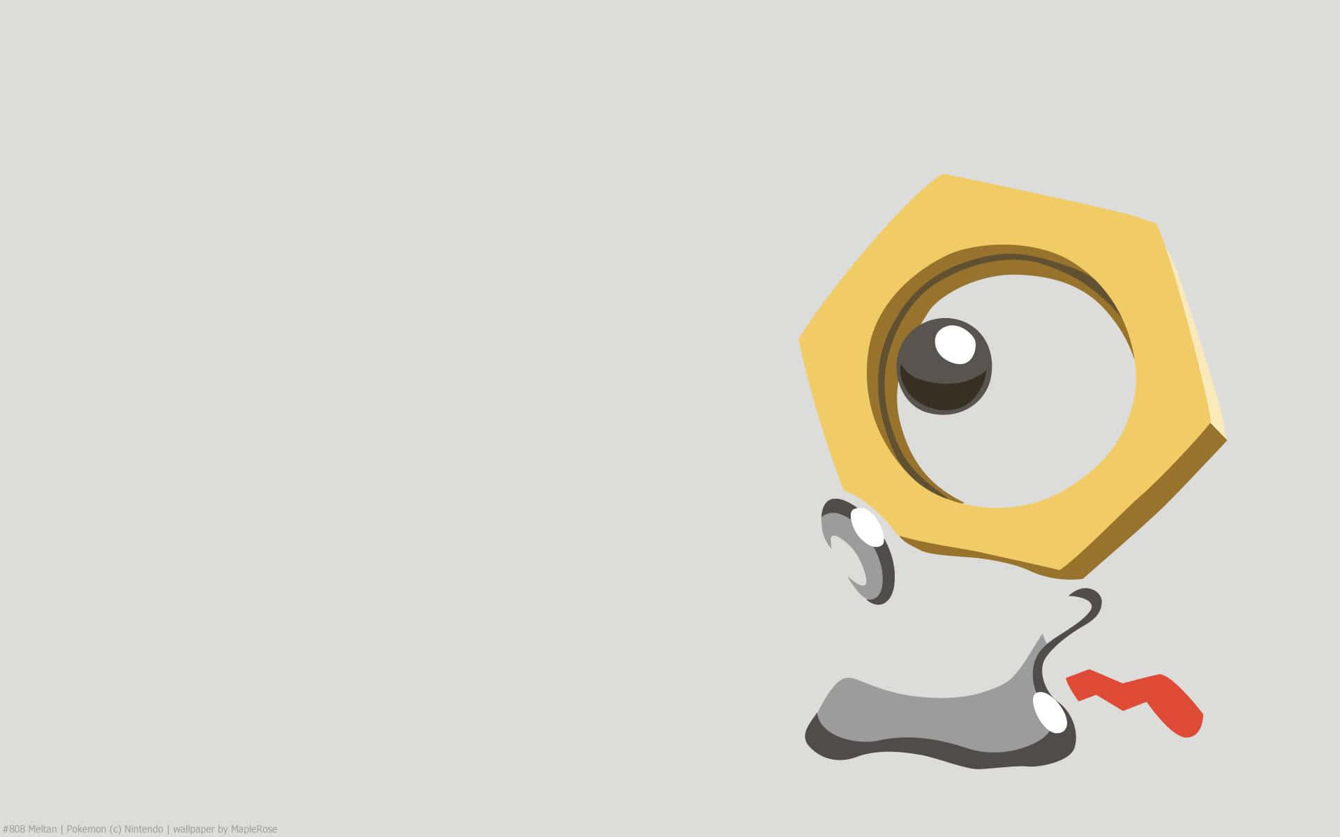 Meltan, yellow hexagonal head, one large eye, Full HD Desktop Wallpaper