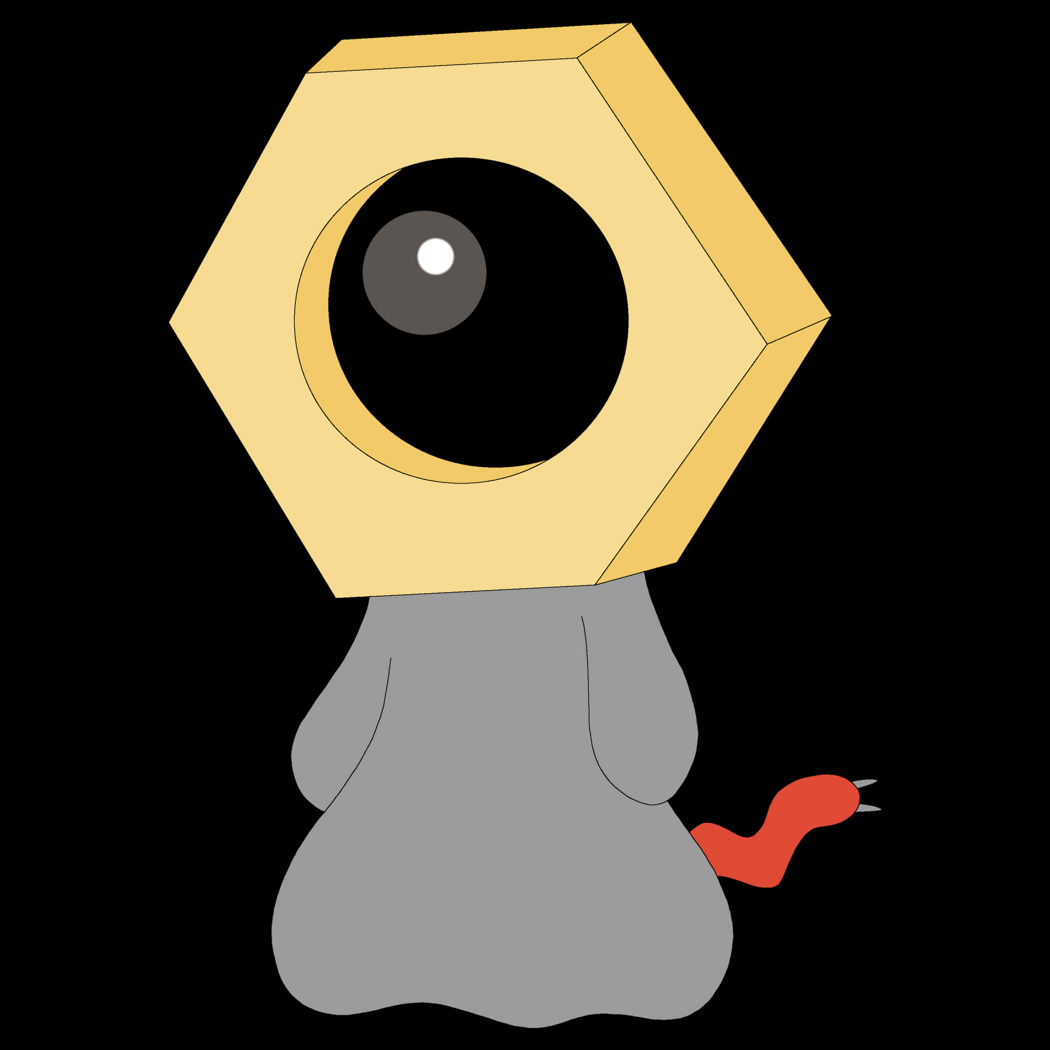 Meltan, hexagonal gold head, large black eye, Full HD Desktop Wallpaper