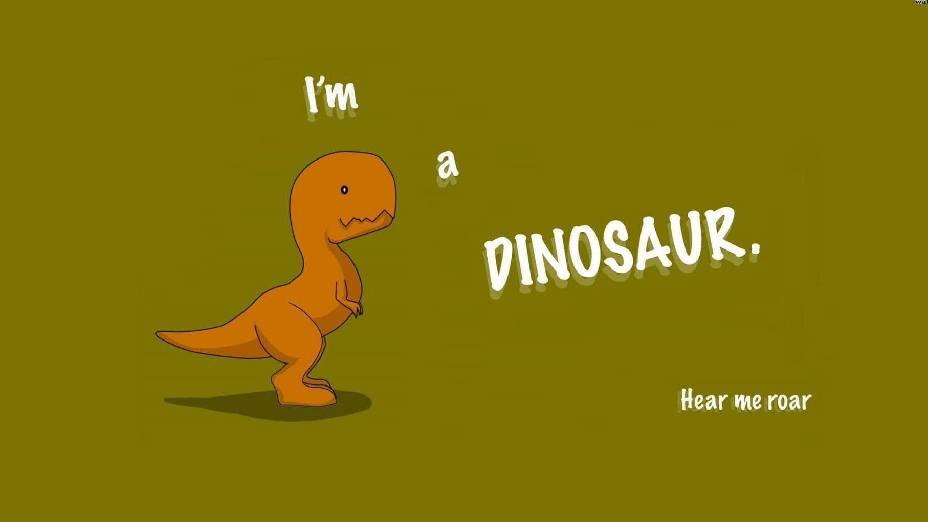 Meme Desktop, orange cartoon dinosaur, olive green background, HD Desktop Wallpaper