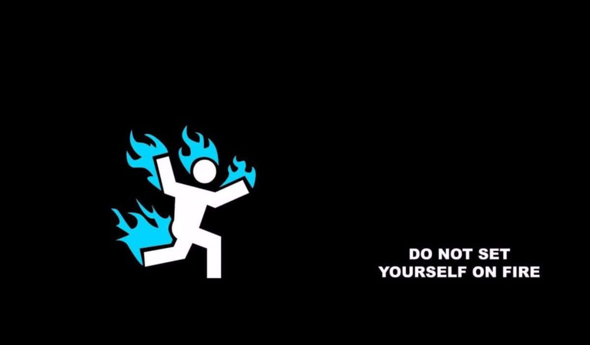 Meme Desktop, white stick figure, blue flames, SD Desktop Wallpaper