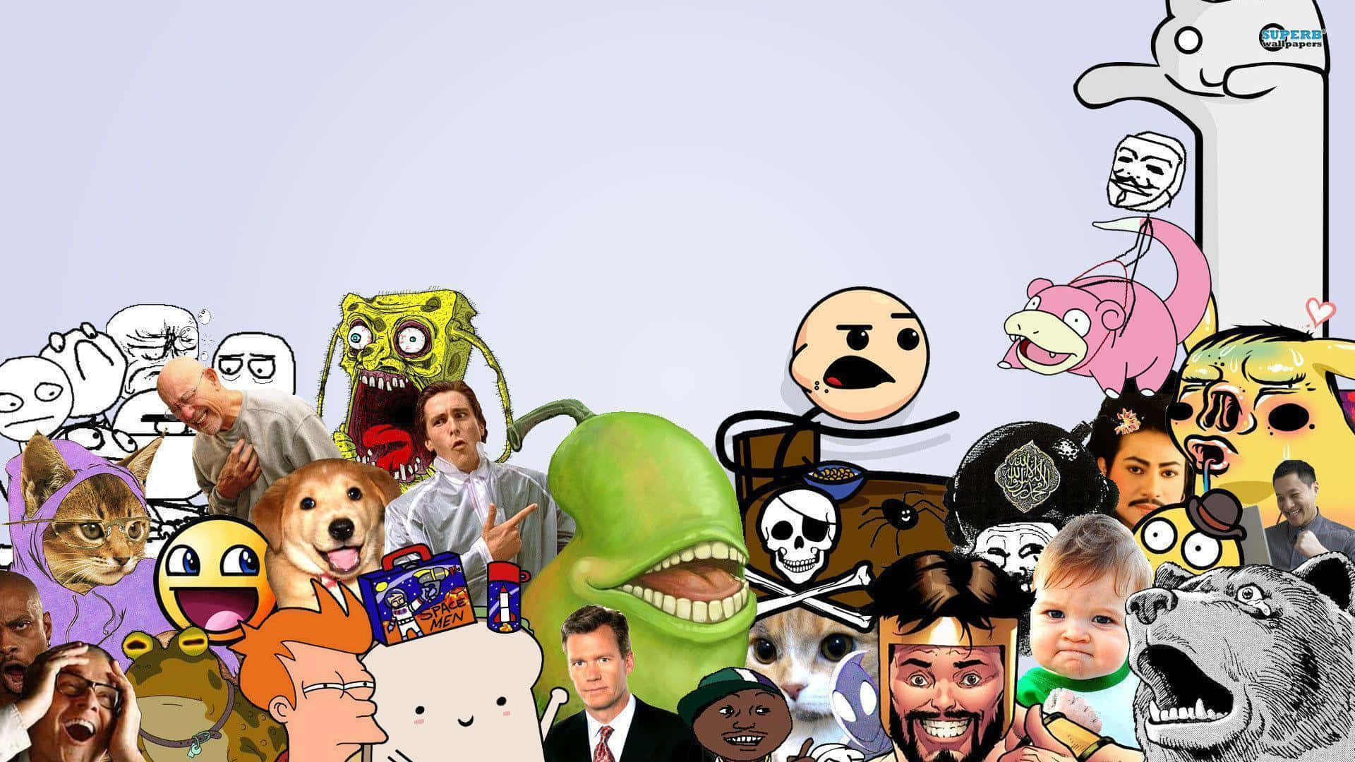 meme laptop, internet memes, cartoon characters, Full HD Desktop Wallpaper