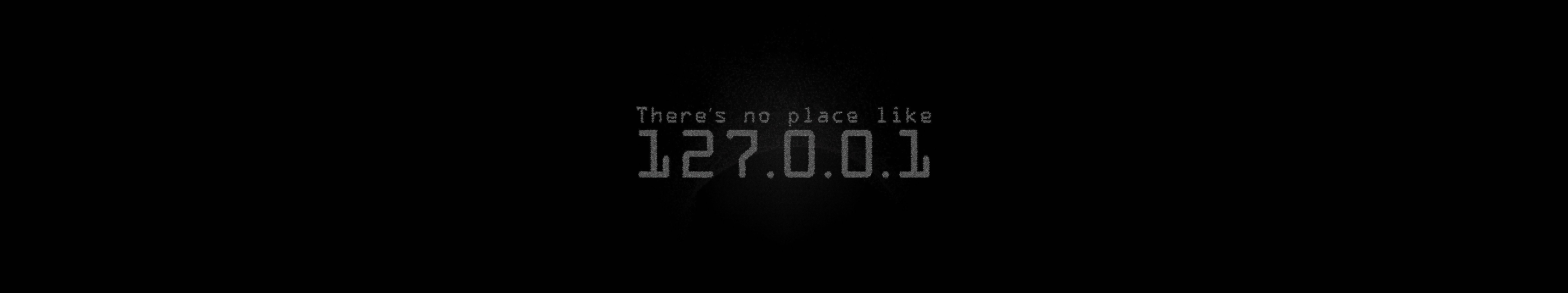 127.0.0.1, glowing digital font, minimalist black background, 5K Desktop Wallpaper